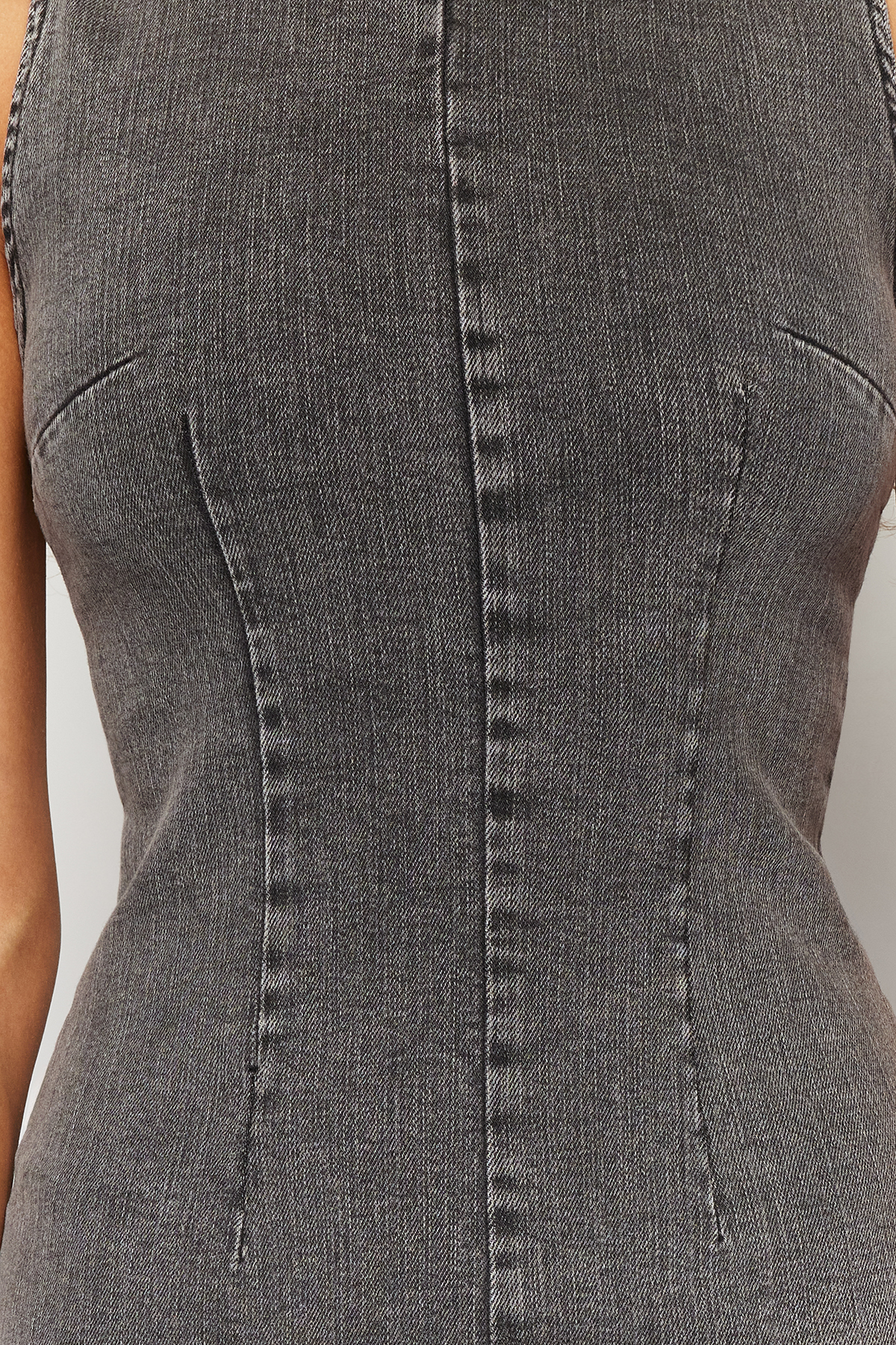 Trendyol Anthracite Fitted/Fits Body Midi Denim Dress