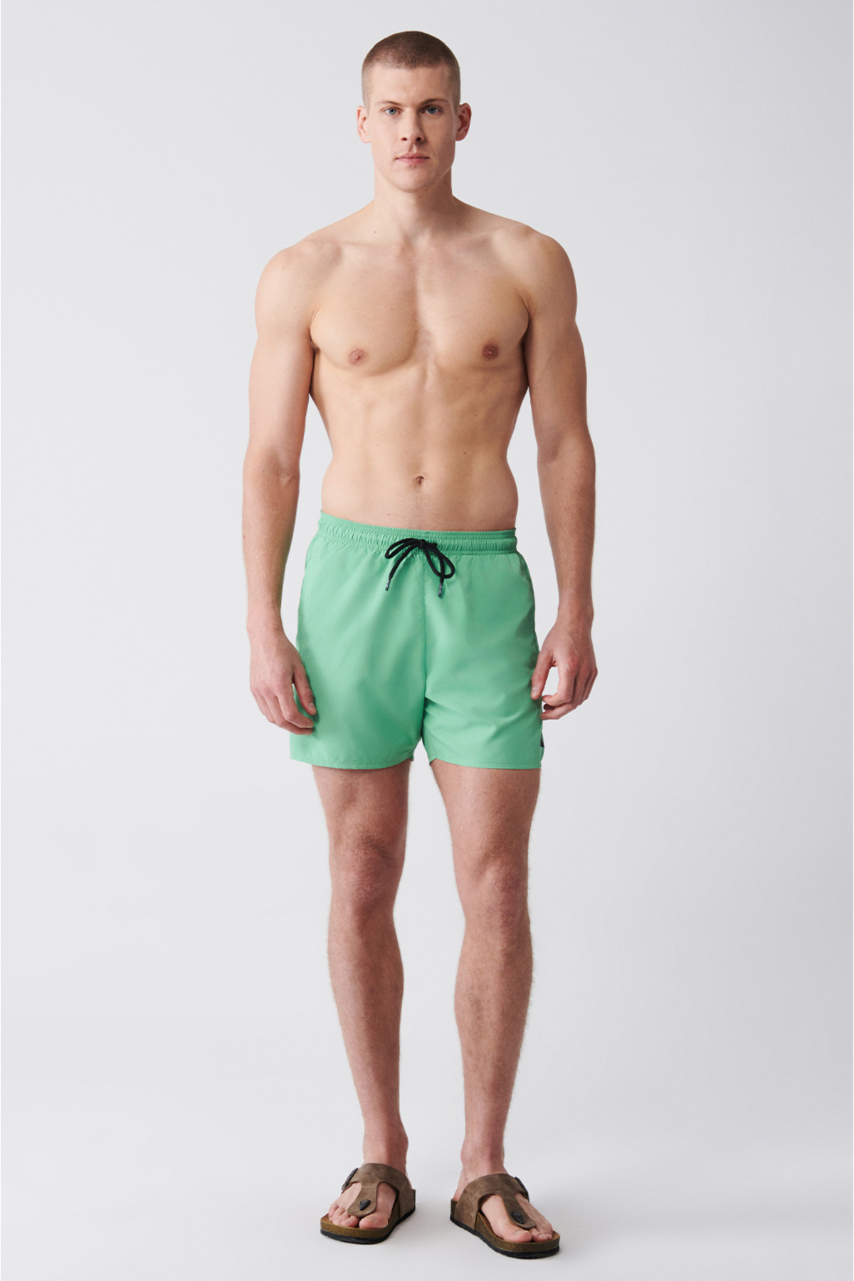 Levně Avva Men's Light Green Quick Dry Standard Size Flat Swimwear Marine Shorts