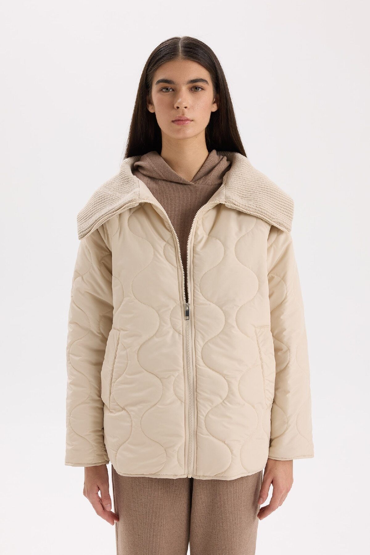 DEFACTO Water Repellent Seasonal Jacket Quilted Zippered Pocket Lightweight