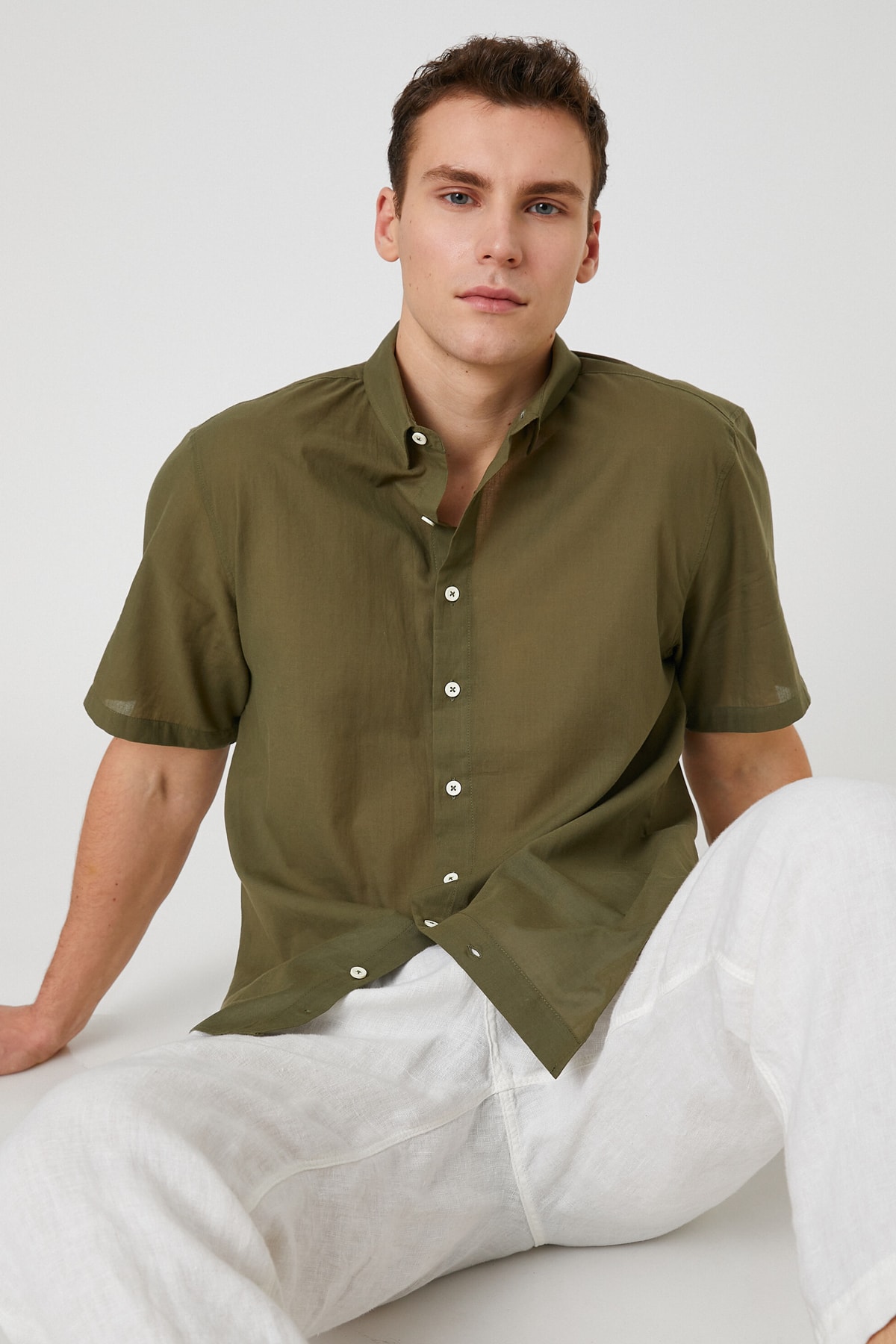 Koton Basic Shirt Classic Cuff Collar Short Sleeve Cotton