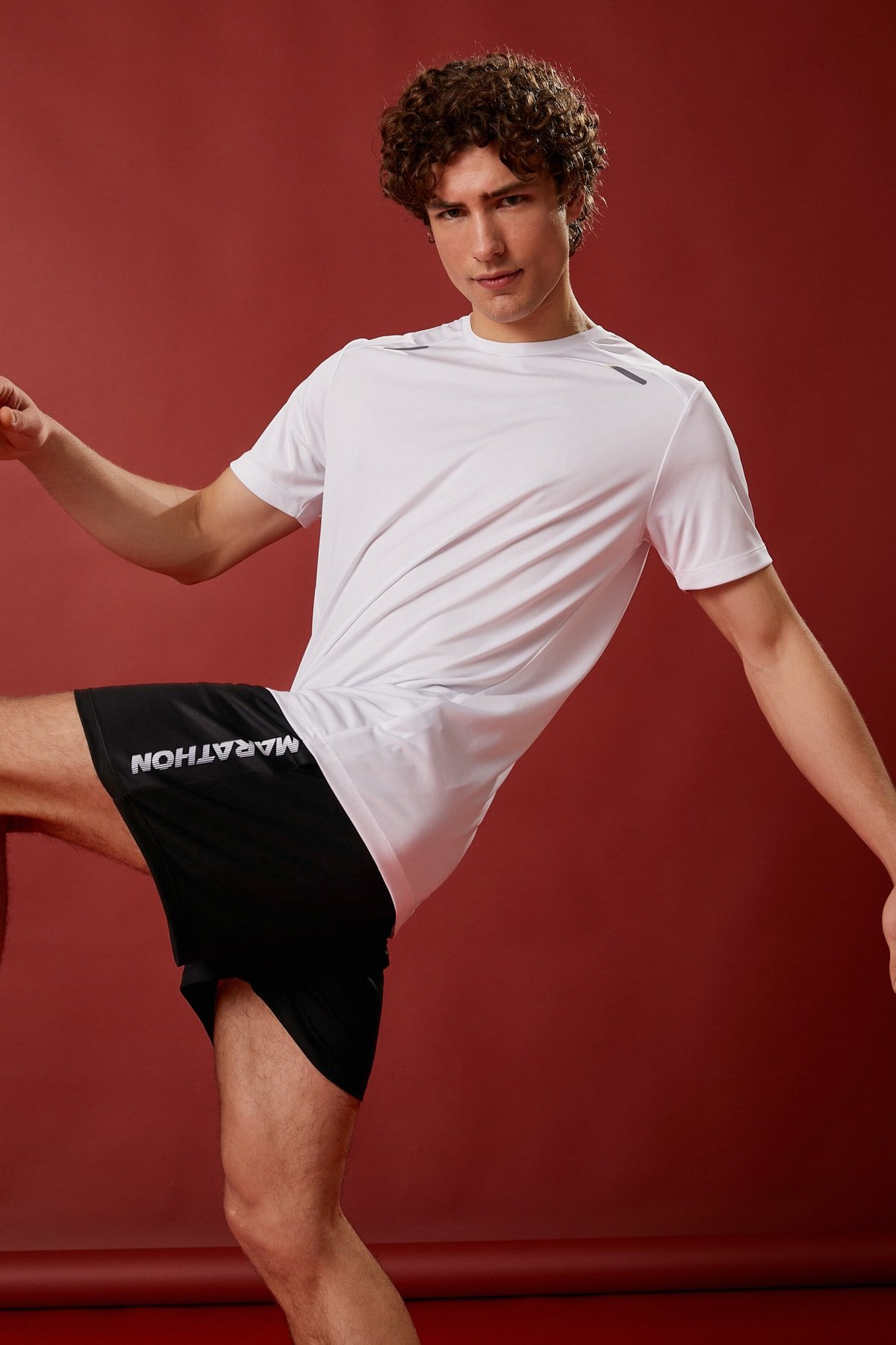 Koton Sports Shorts Waist Laced Pocket Slogan Printed Breathable Fabric