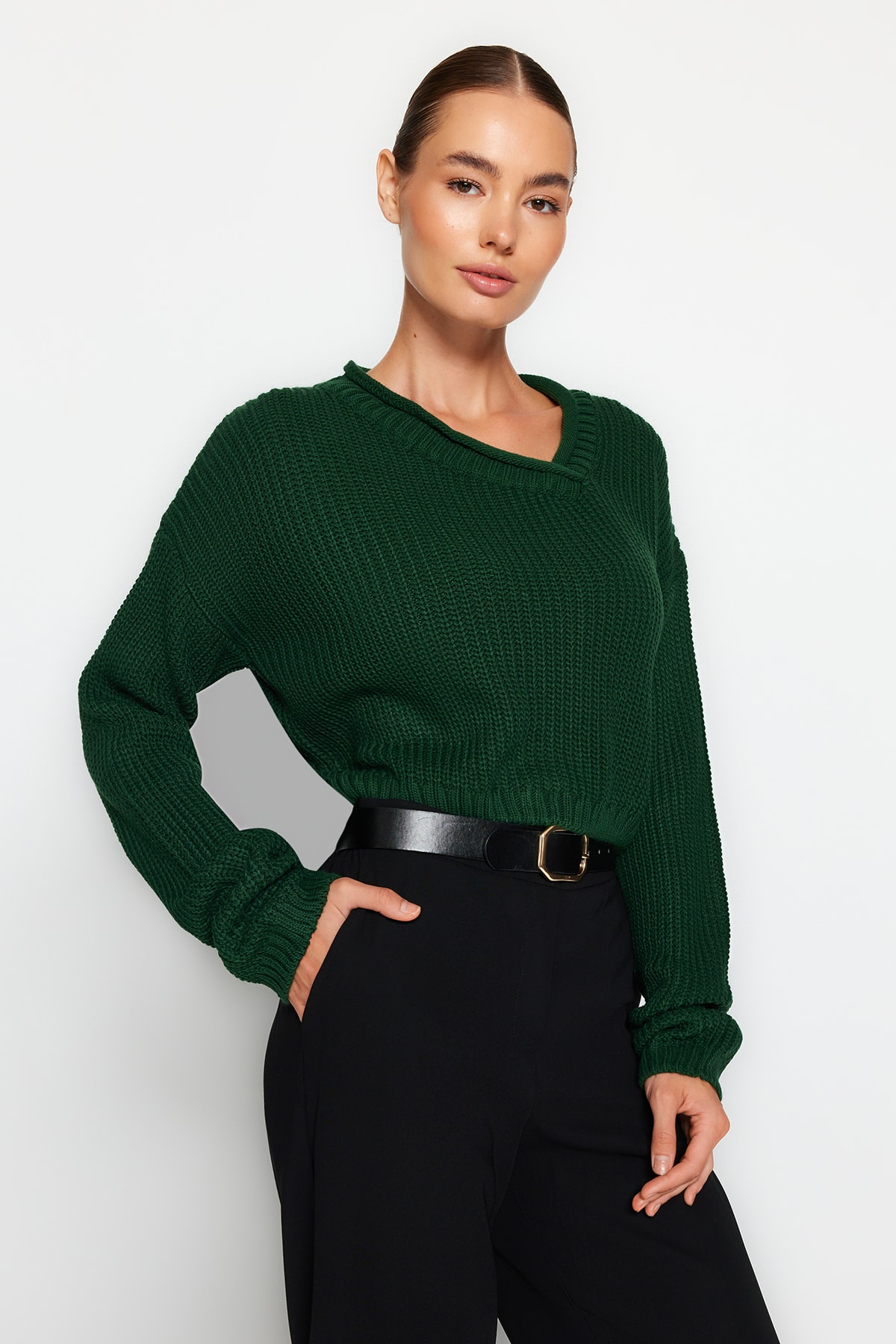Trendyol Sweater - Green - Regular fit