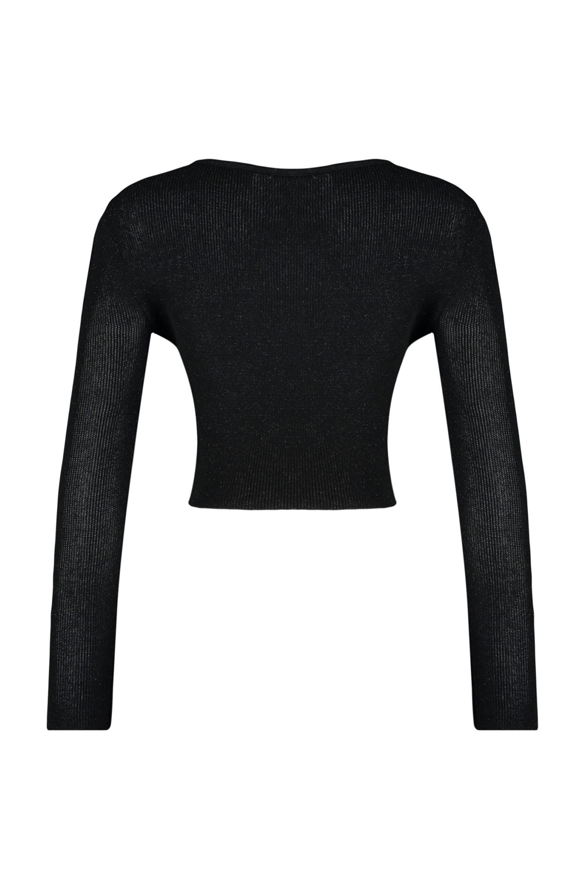 Trendyol Black Glittery Cut Out/Window Detaliat Tricotaje Pulover