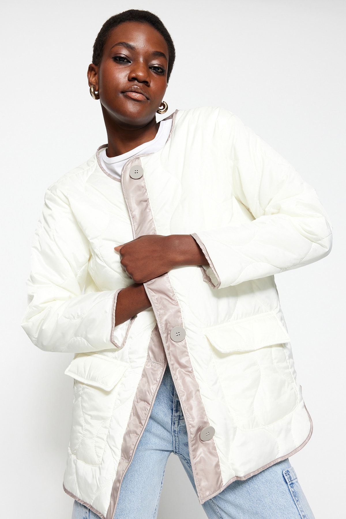 Trendyol Winter Jacket - Ecru - Basic