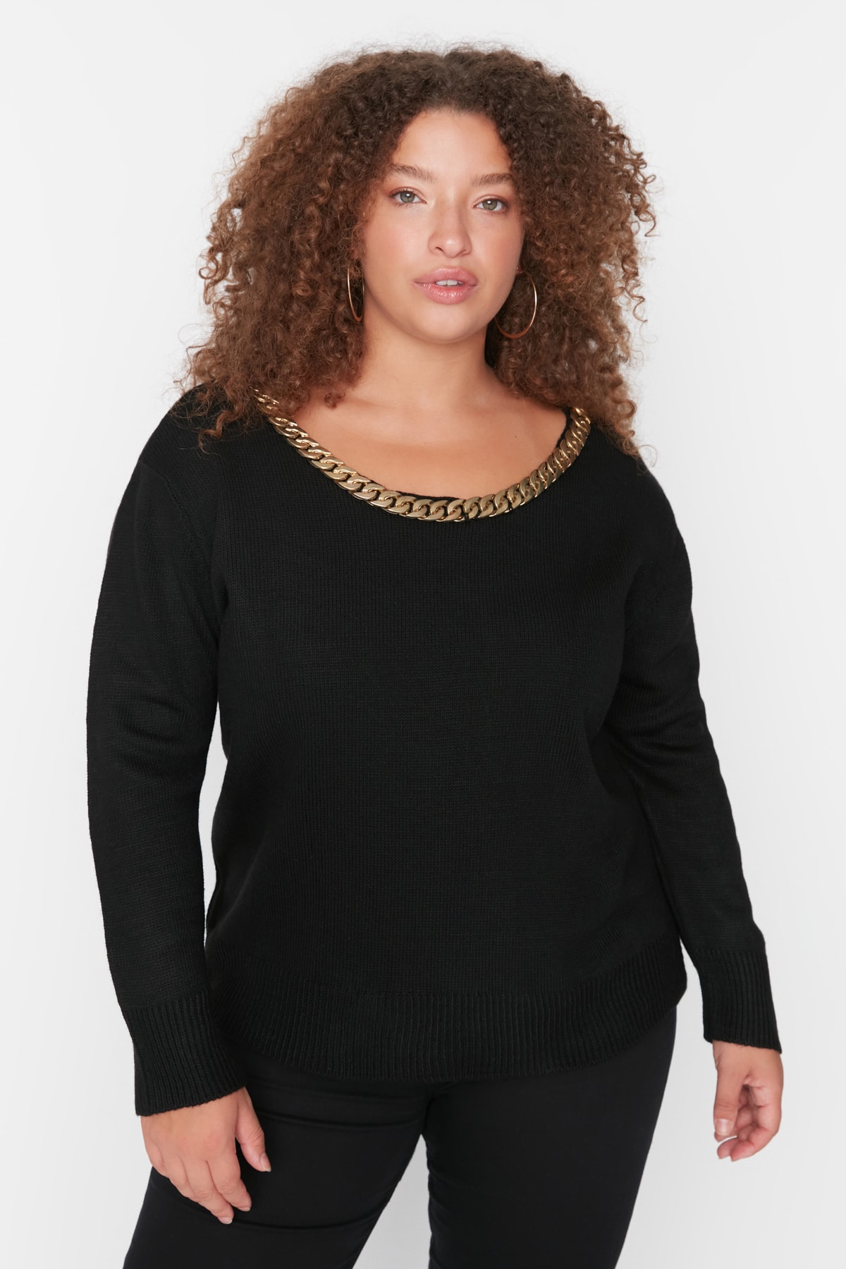Trendyol Curve Plus Size Sweater - Black - Regular fit