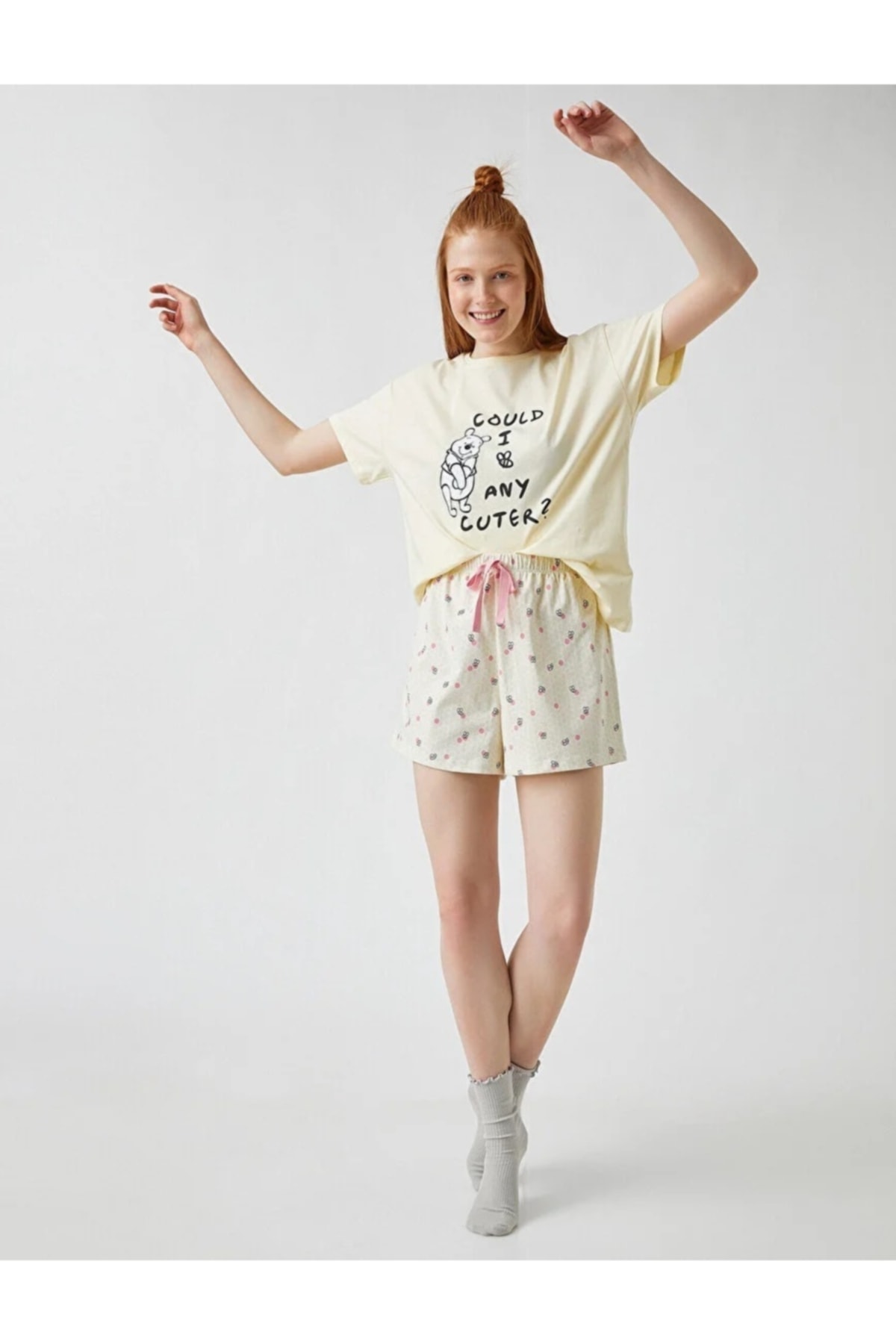 Koton Pajama Set - White - Slogan