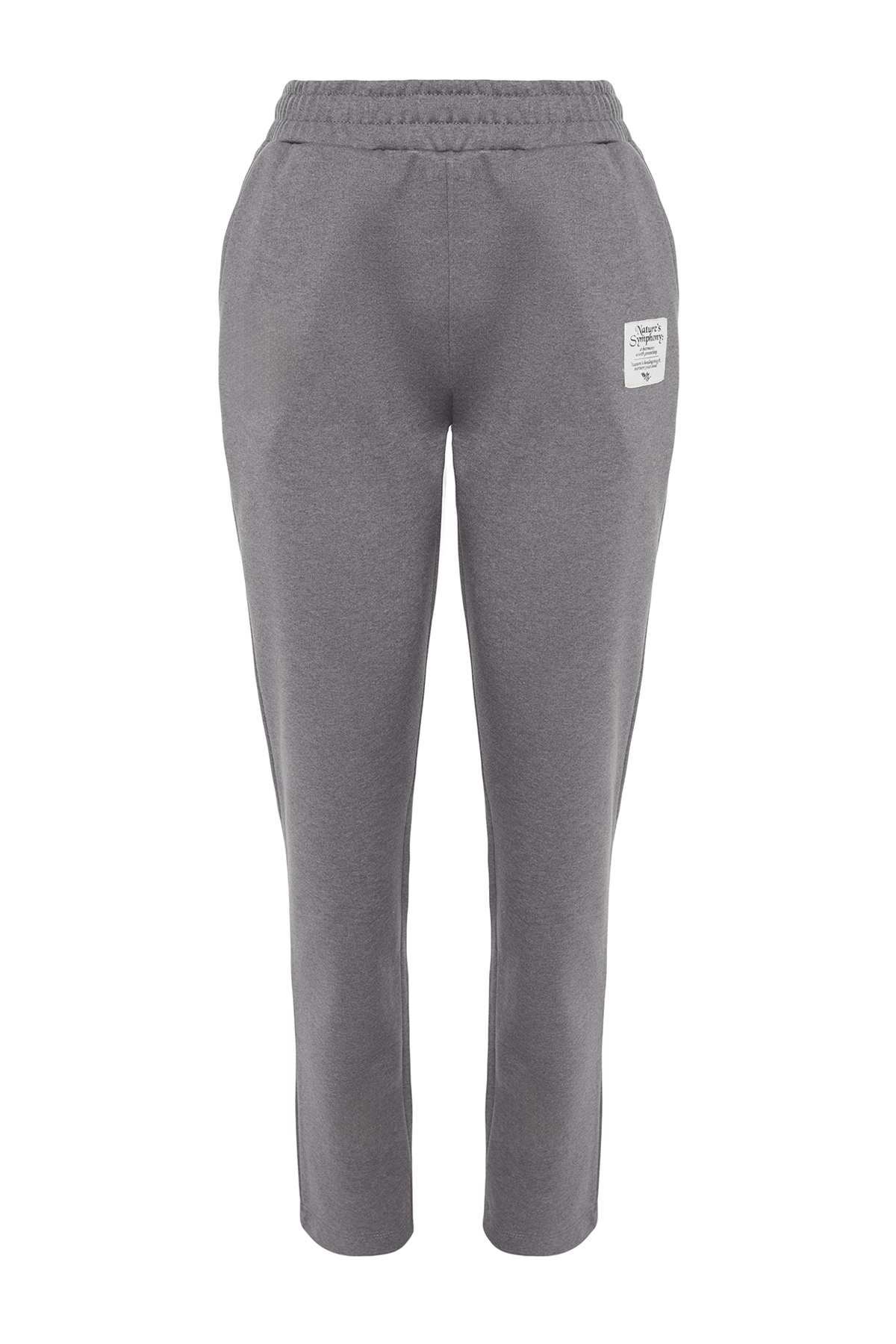Trendyol antracit mai durabil Fleece interior straight fit patchwork pantaloni de trening tricotate