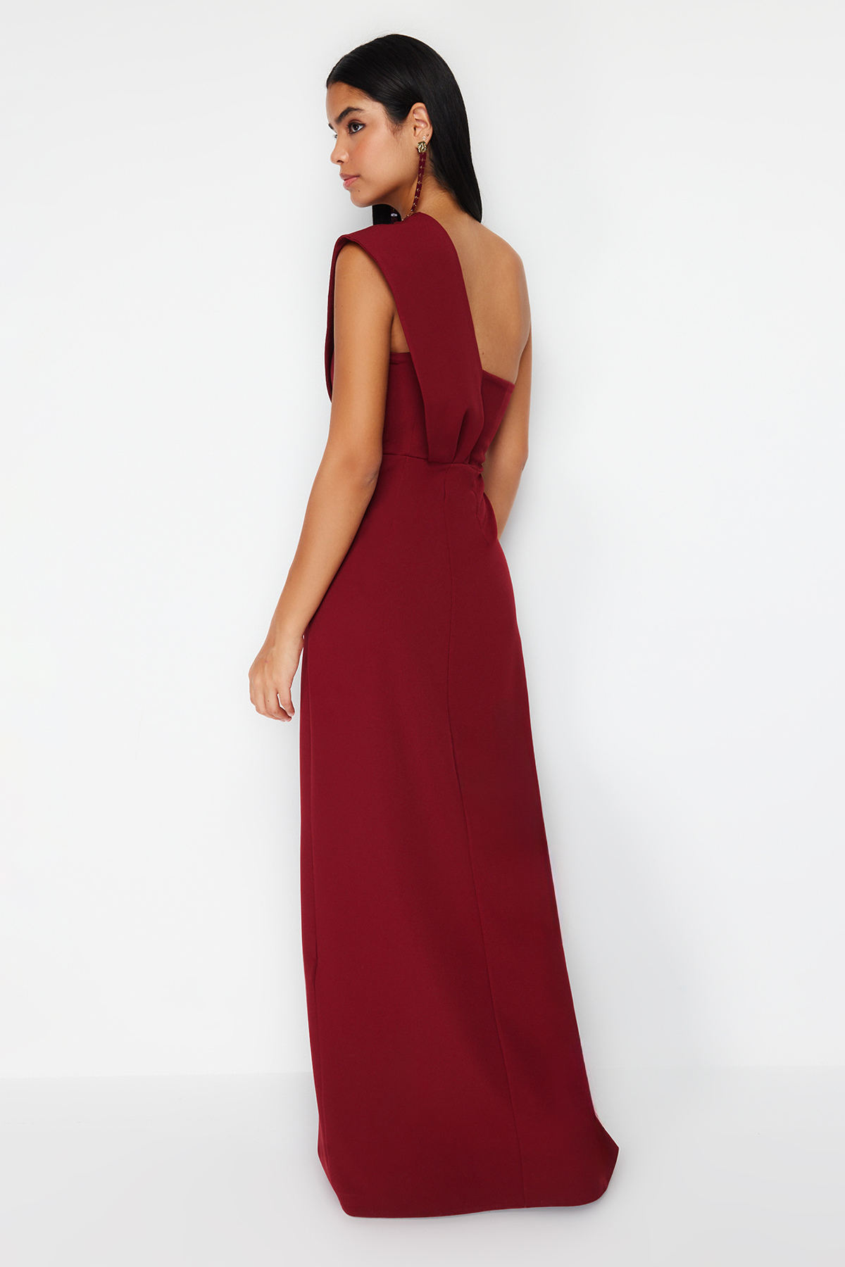Trendyol Burgundy Collar Detailed Woven Elegant Evening Dress &amp; Graduation Dress