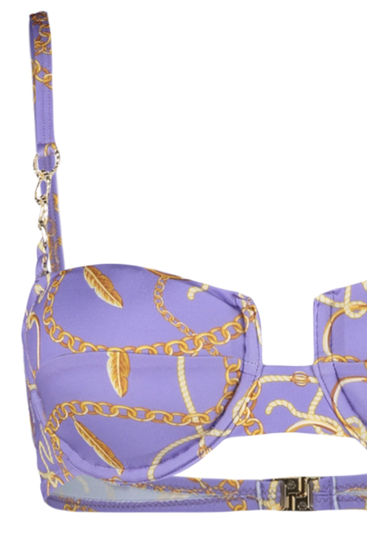 Trendyol Abstract Patterned Underwire Chain Accessory Bikini Top