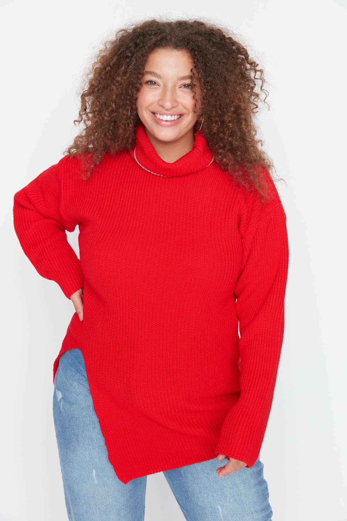 Trendyol Curve Plus Size Sweater - Rot - Regular fit
