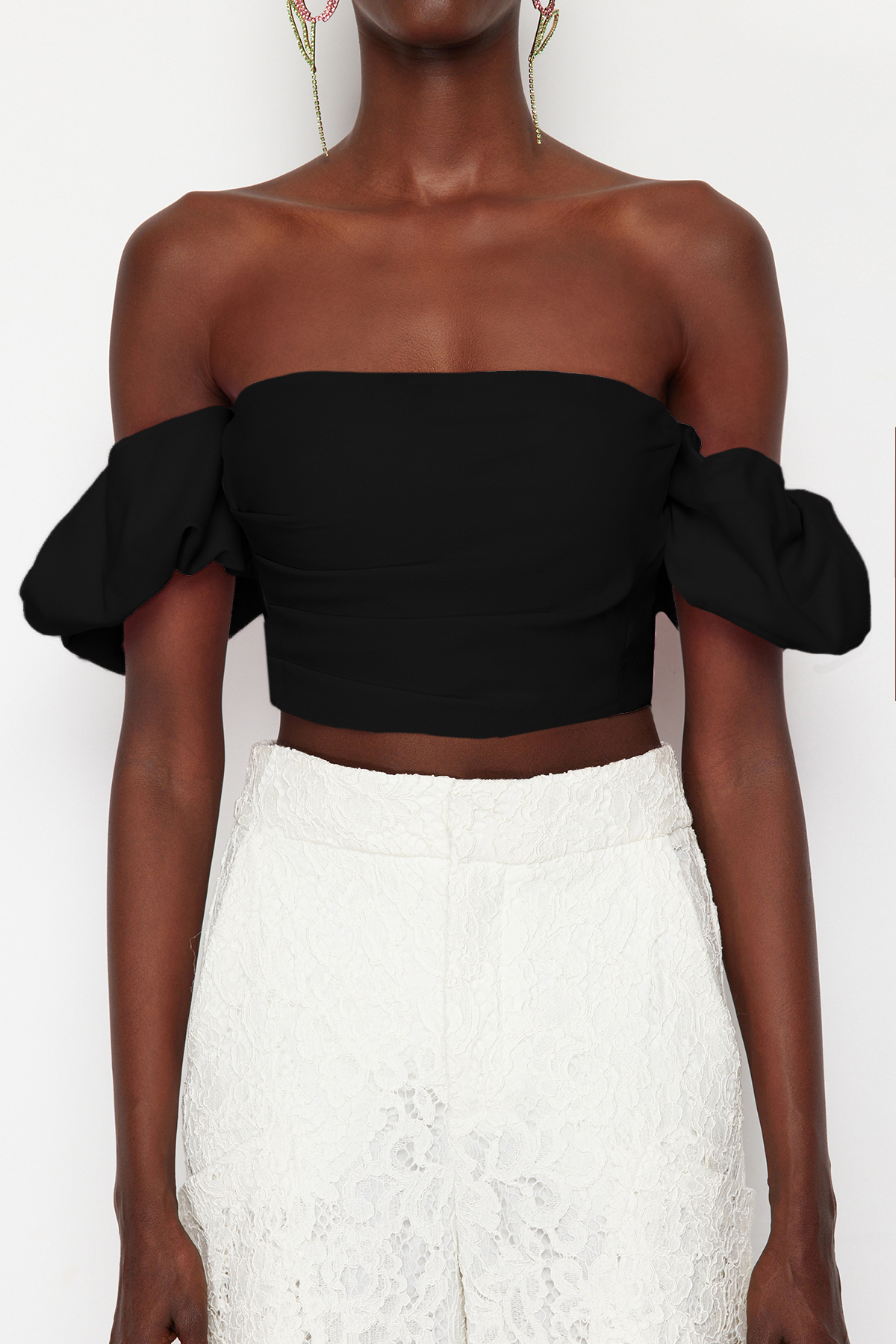 Trendyol Black Crop Woven Bustier