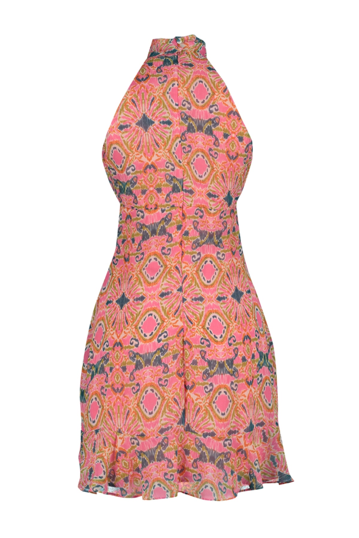 Rochie țesută Trendyol Pink cu decolteu înalt