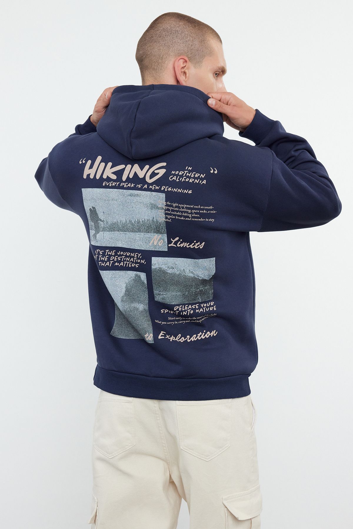 Trendyol Oversize/Wide Cut Hooded Back Printed Fleece/Warm Sweatshirt