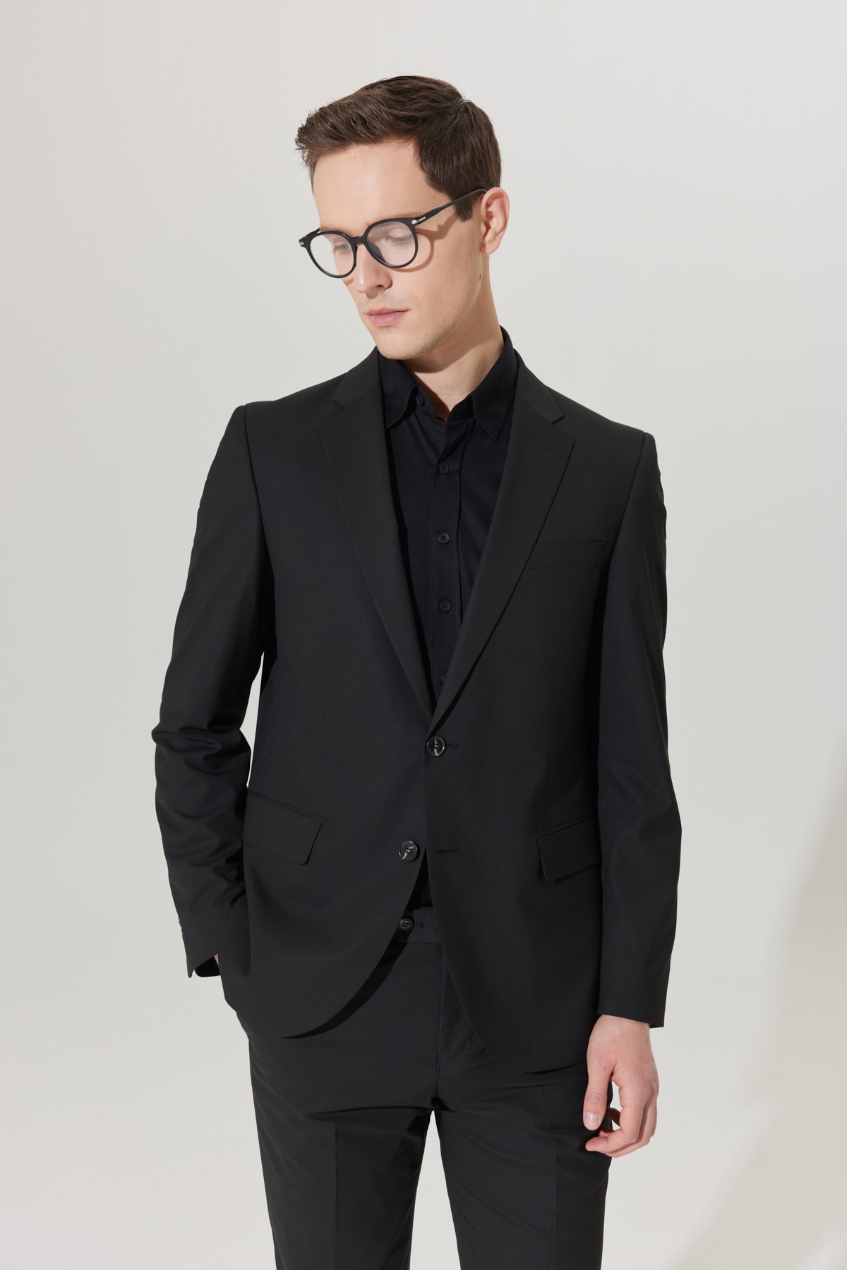 ALTINYILDIZ CLASSICS Men's Black Regular Fit Relaxed Cut Black Suit