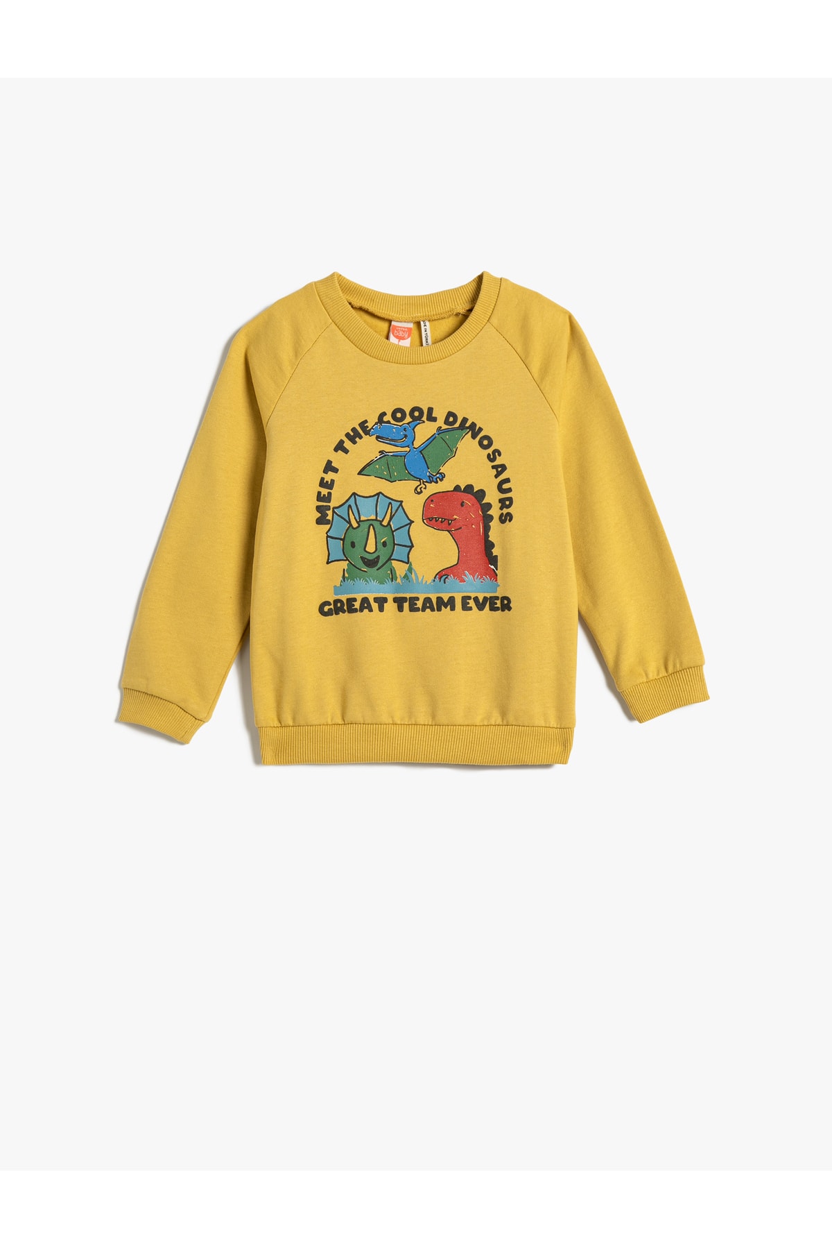 Koton Dinosaurs Sweatshirt Raised Long Sleeve Crew Neck Cotton