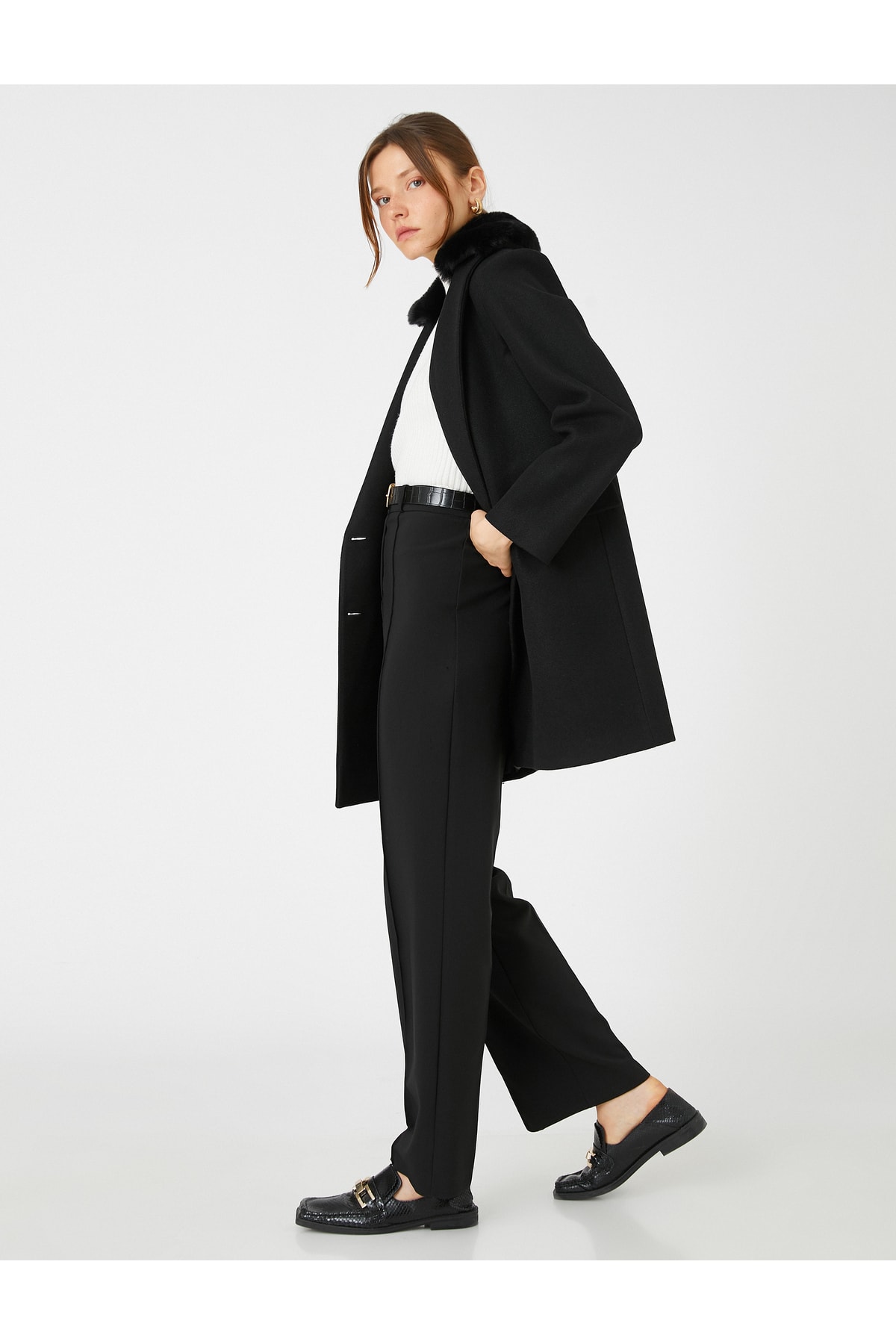 Koton Coat - Black - Double-breasted