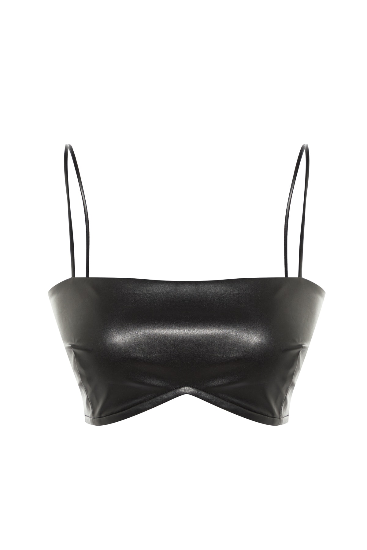 Trendyol X Sagaza Studio Black Faux Leather Bustier