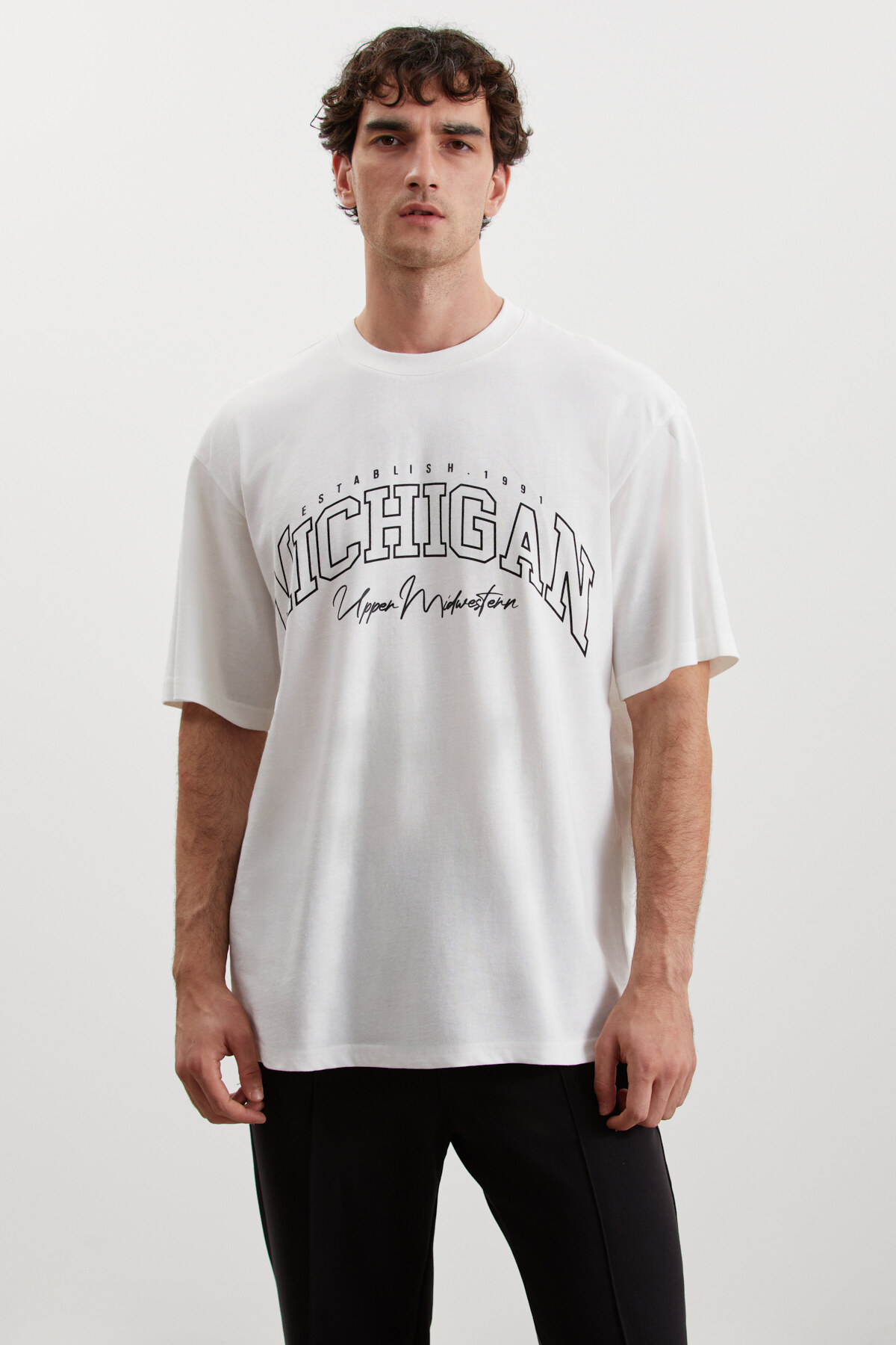 Levně GRIMELANGE Noris Men Regular Fit 100% Cotton Printed T Shirt