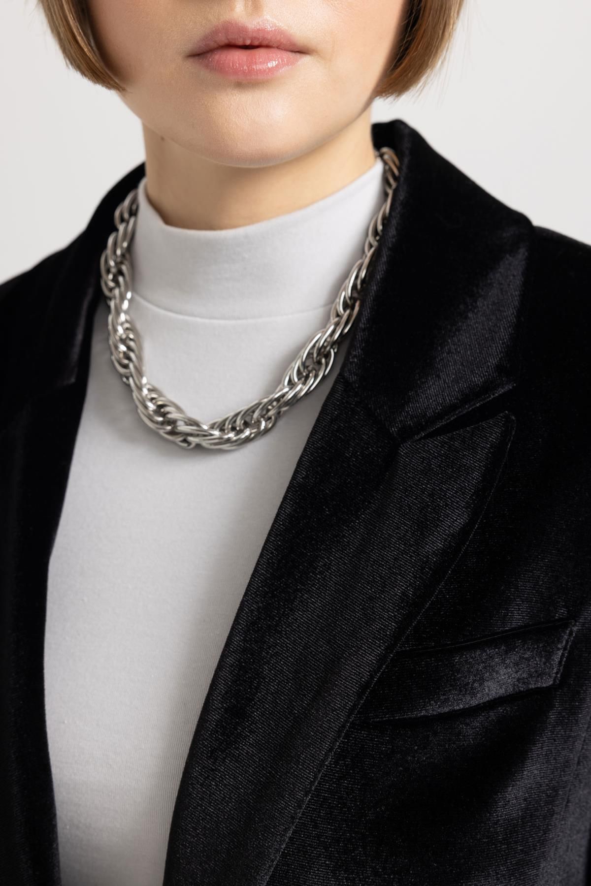 DEFACTO Oversize Fit Velvet Blazer Jacket