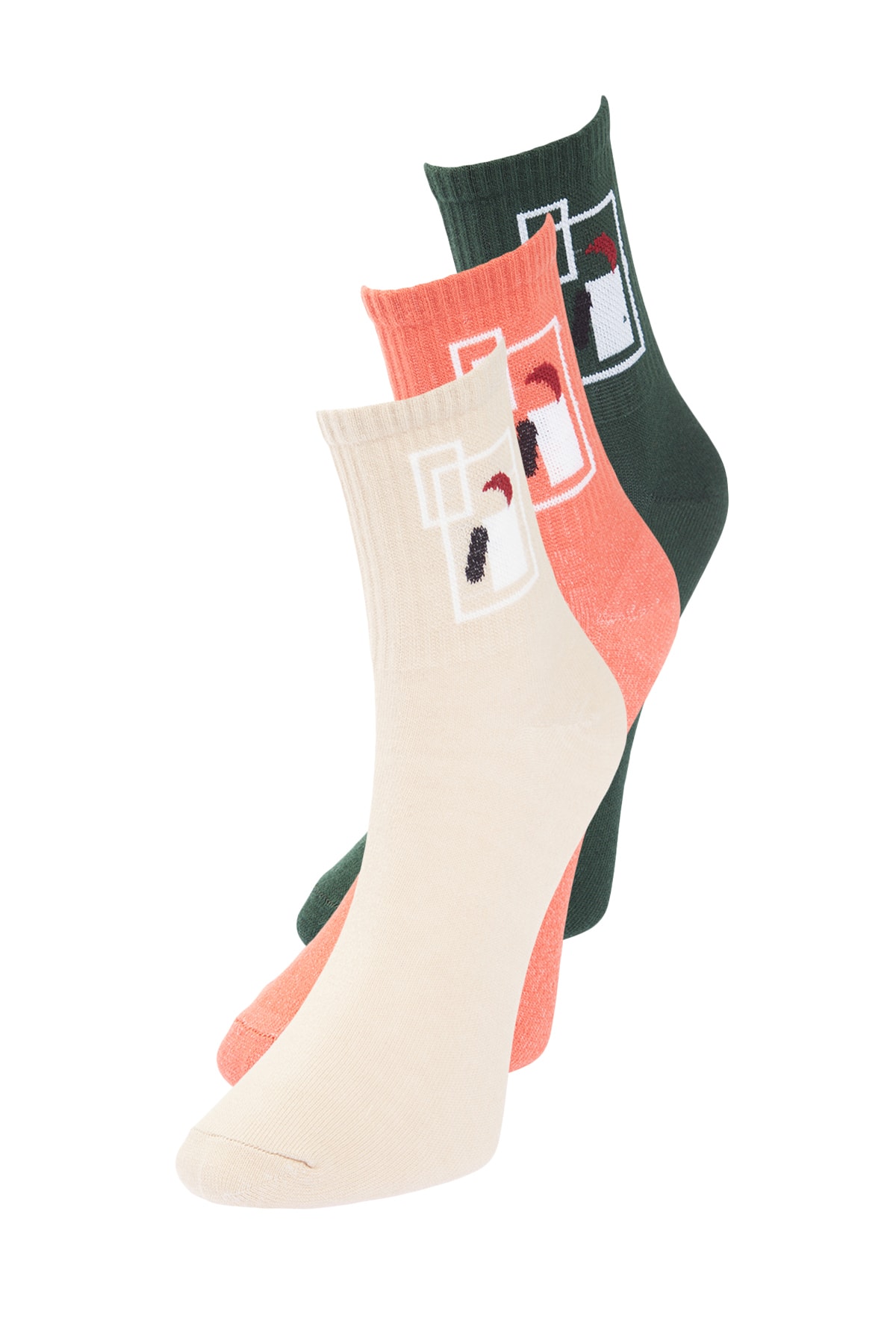 Trendyol Multicolor Unisex Cotton Art Print 3-Pack College Socks
