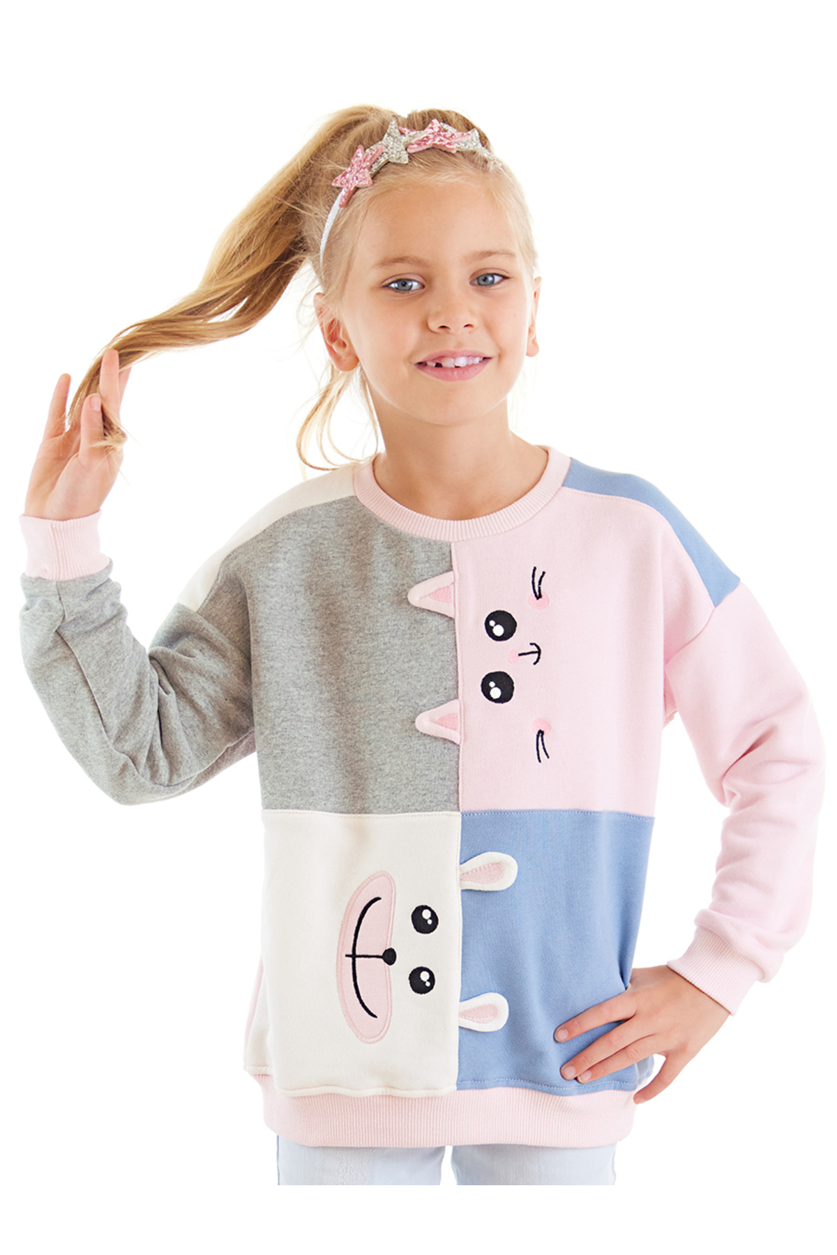Levně Denokids Cat And Teddy Bear Girls Sweatshirt