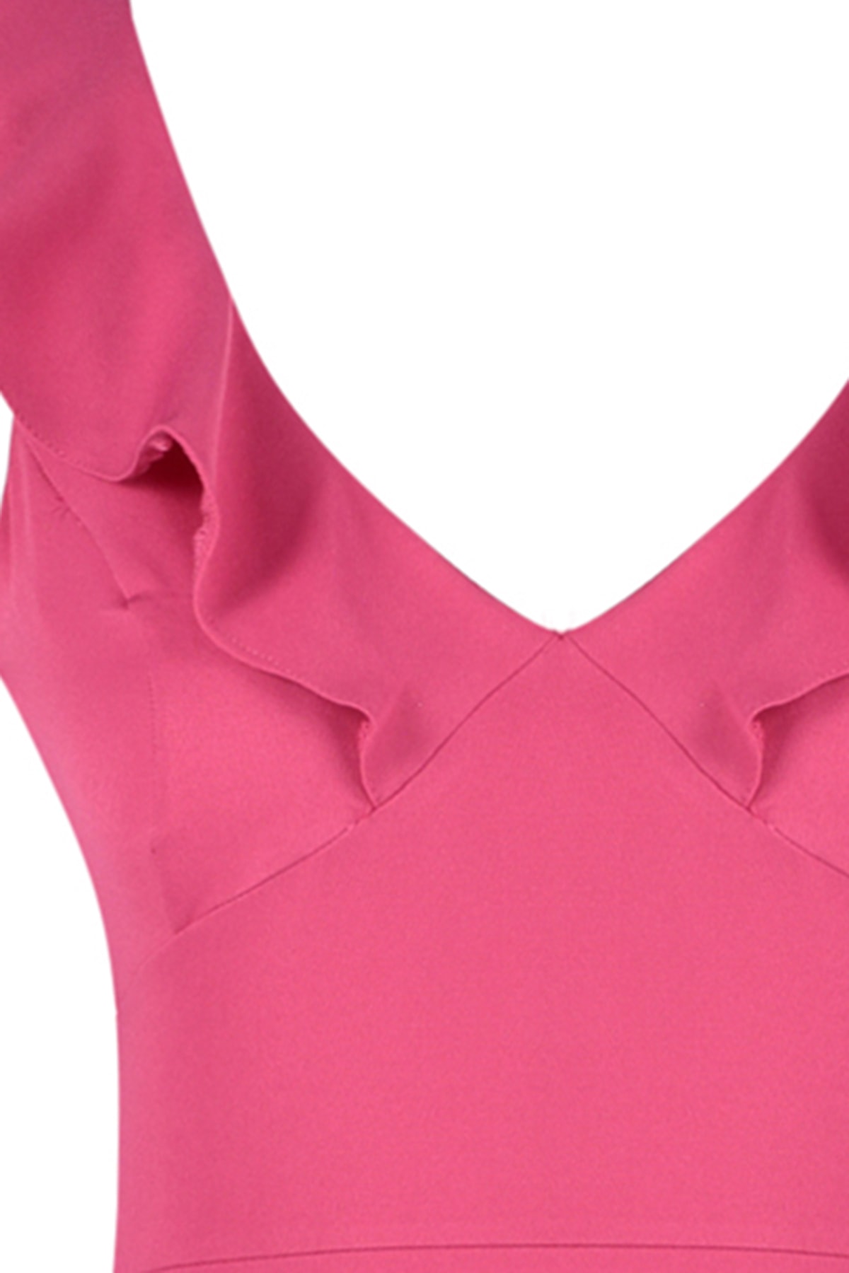 Rochie țesută Trendyol Fuchsia cu guler Flounce