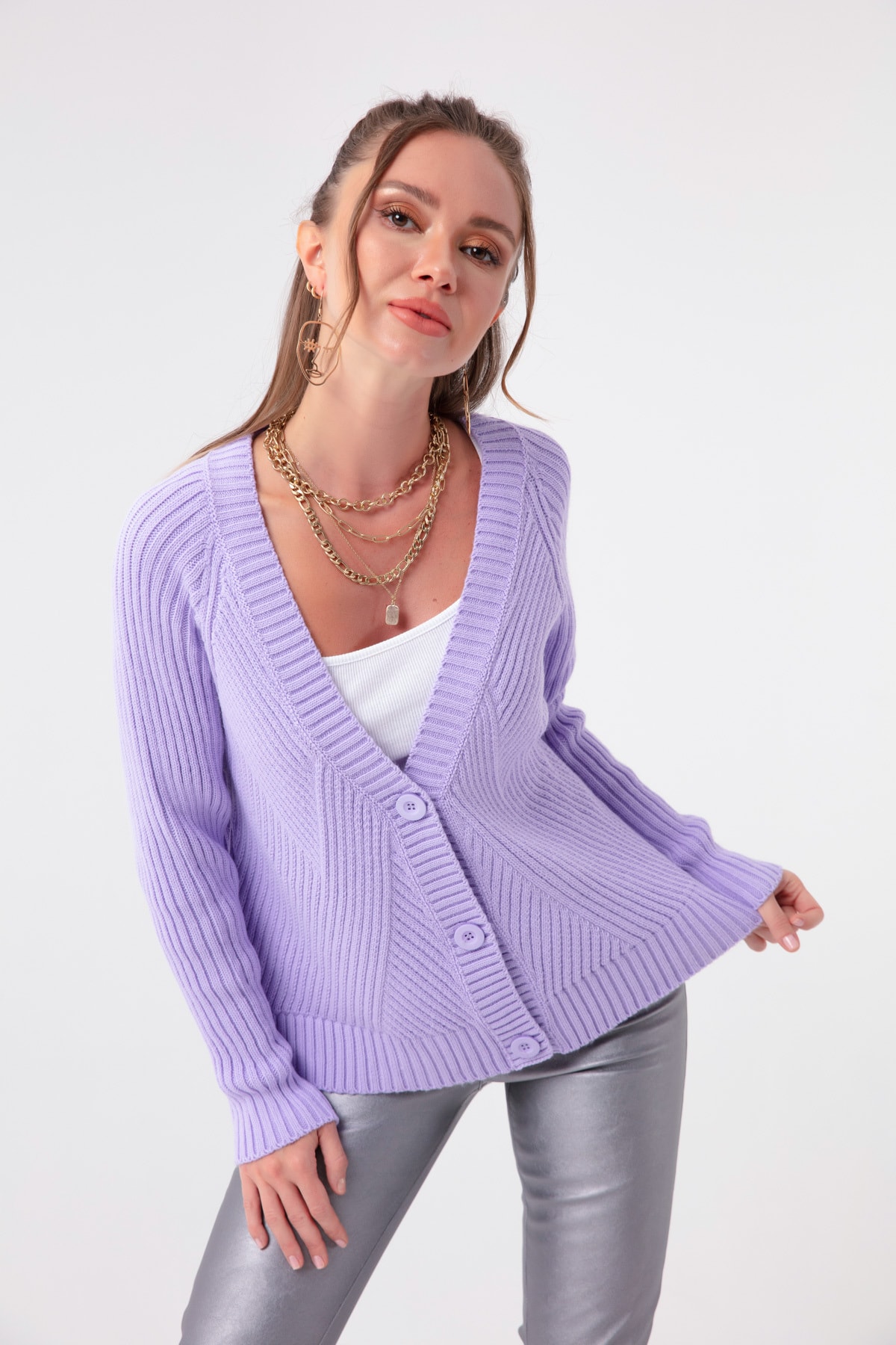 Lafaba Cardigan - Purple - Regular fit