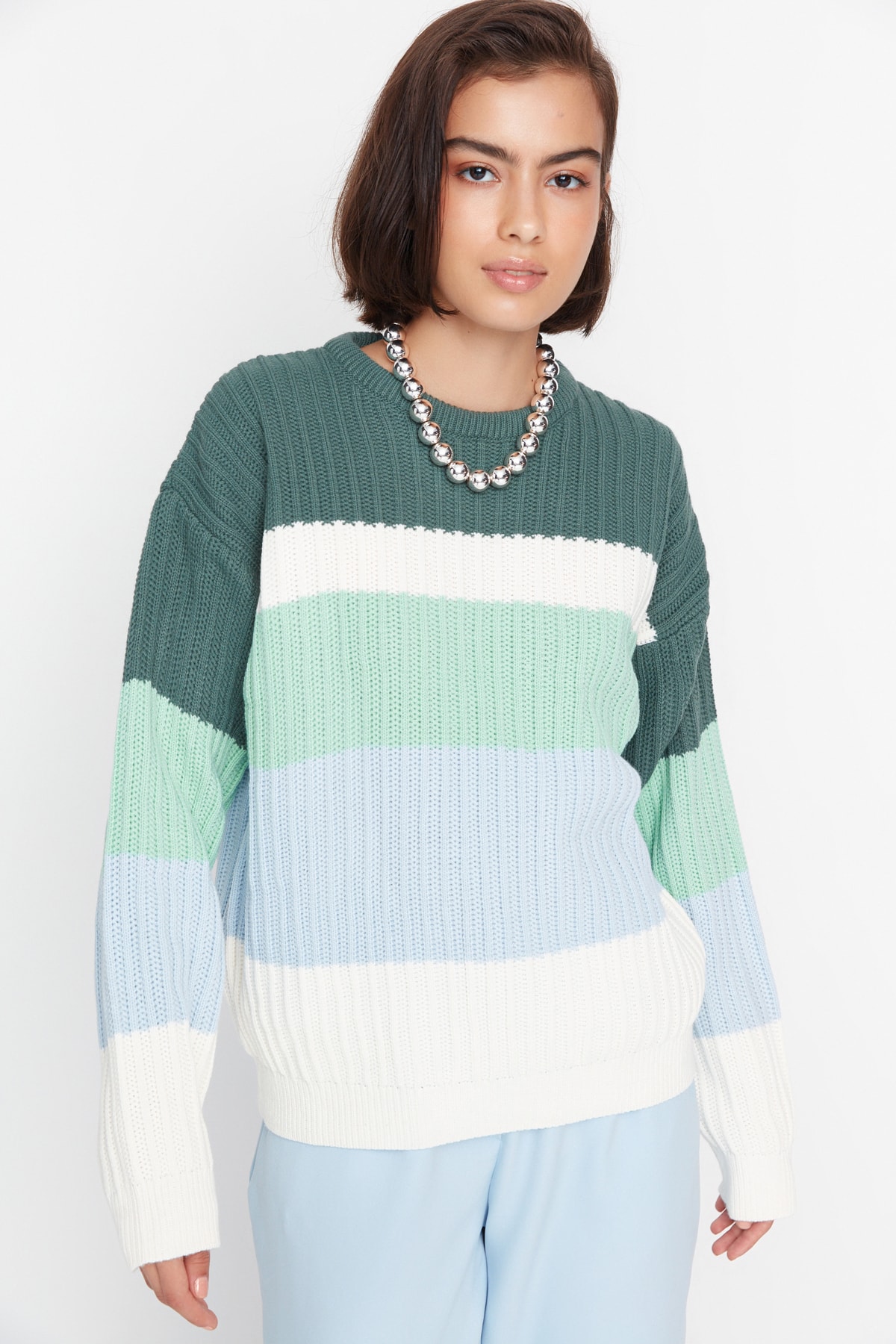 Trendyol Sweater - Green - Oversize
