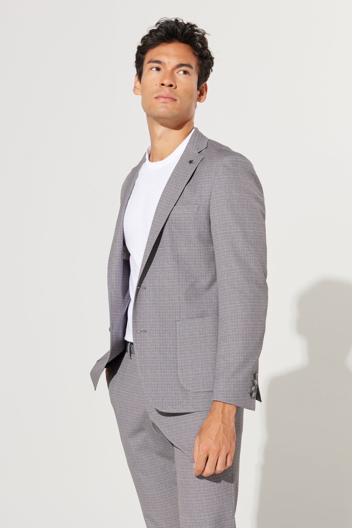 Levně ALTINYILDIZ CLASSICS Men's Beige Slim Fit Slim Fit Mono Collar Patterned Travel Bag Suit
