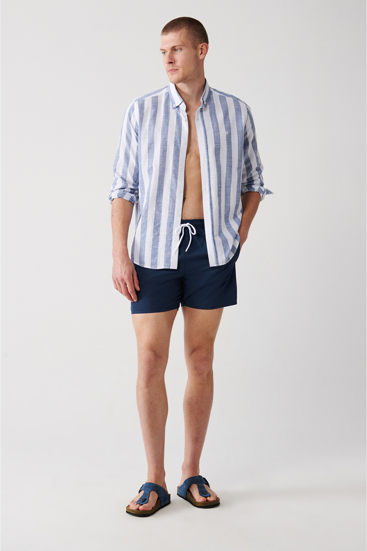 Levně Avva Men's Indigo Quick-Drying Printed Swimwear in a Standard Size Marine Shorts