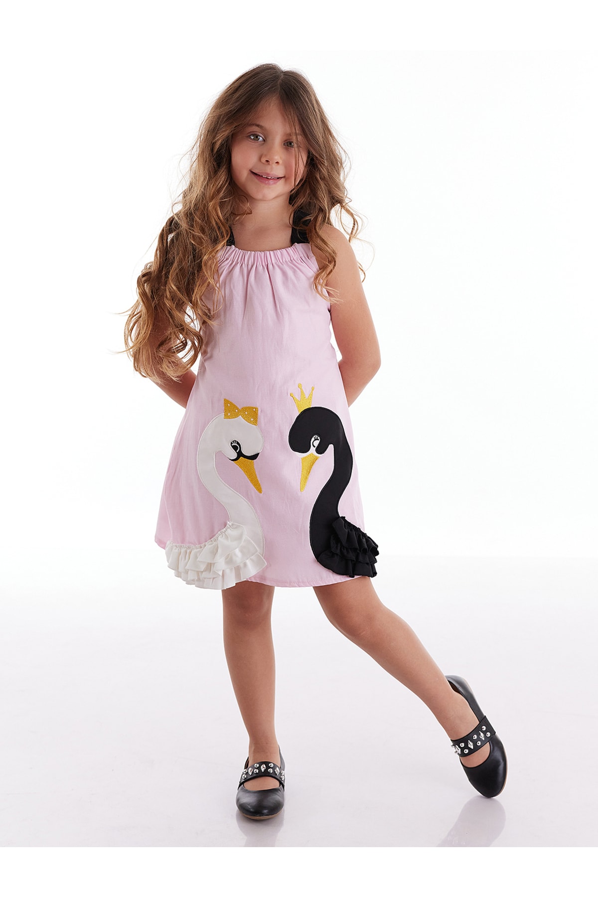 Levně mshb&g Swan Girl's Woven Pink Dress