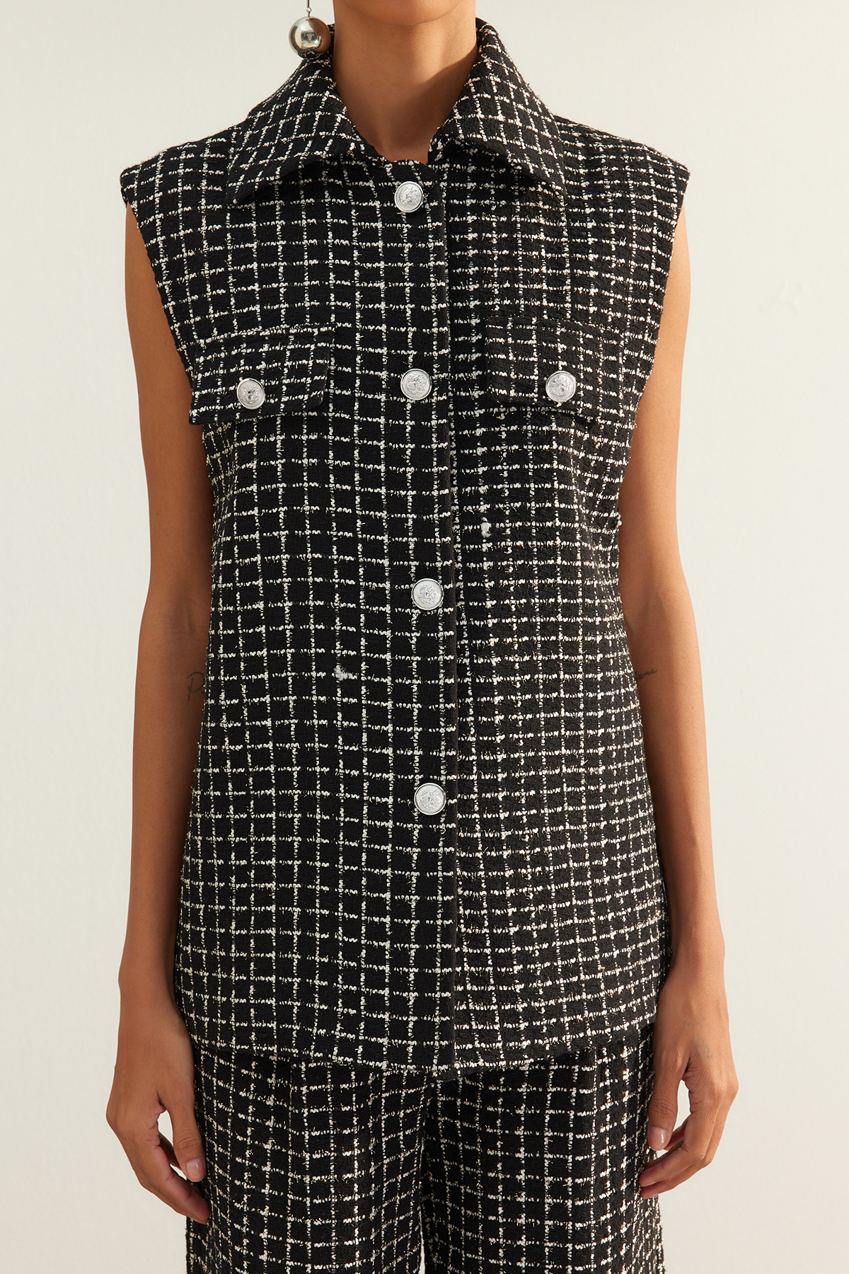 Vestă în carouri țesute Trendyol Black Limited Edition