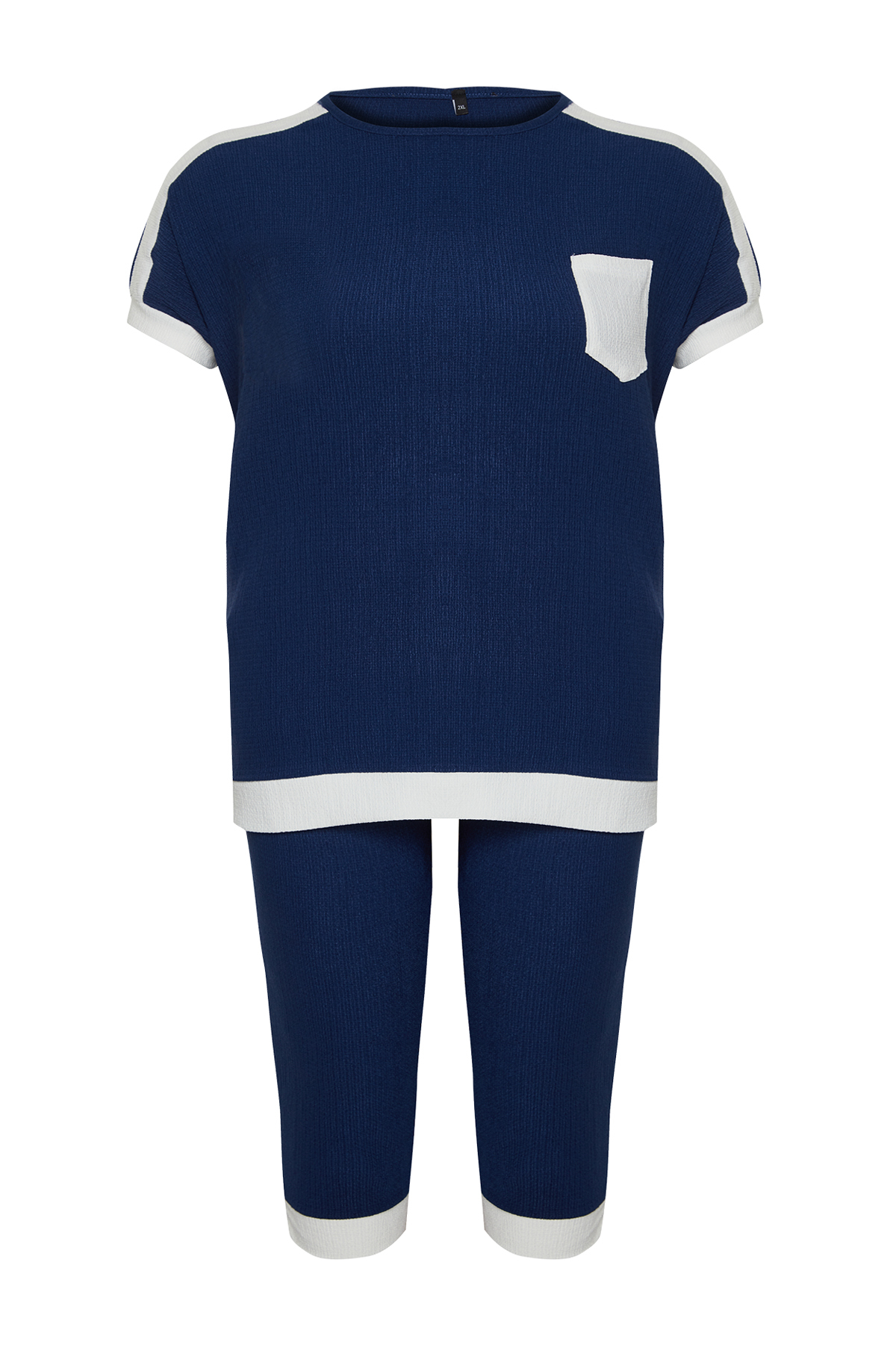 Levně Trendyol Curve Navy Blue Knitted Plus Size Two Piece Set