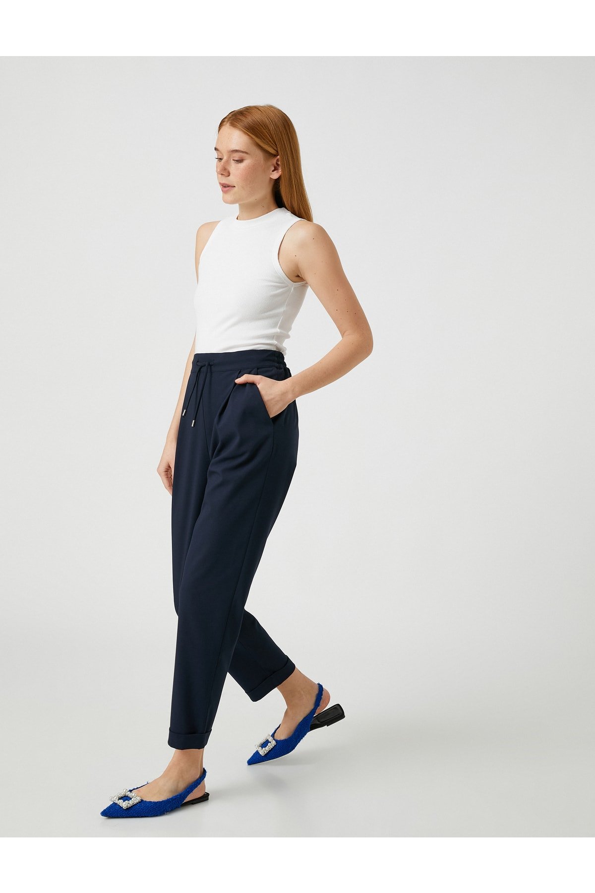 Koton Comfortable Trousers with Tie Waist, Pockets
