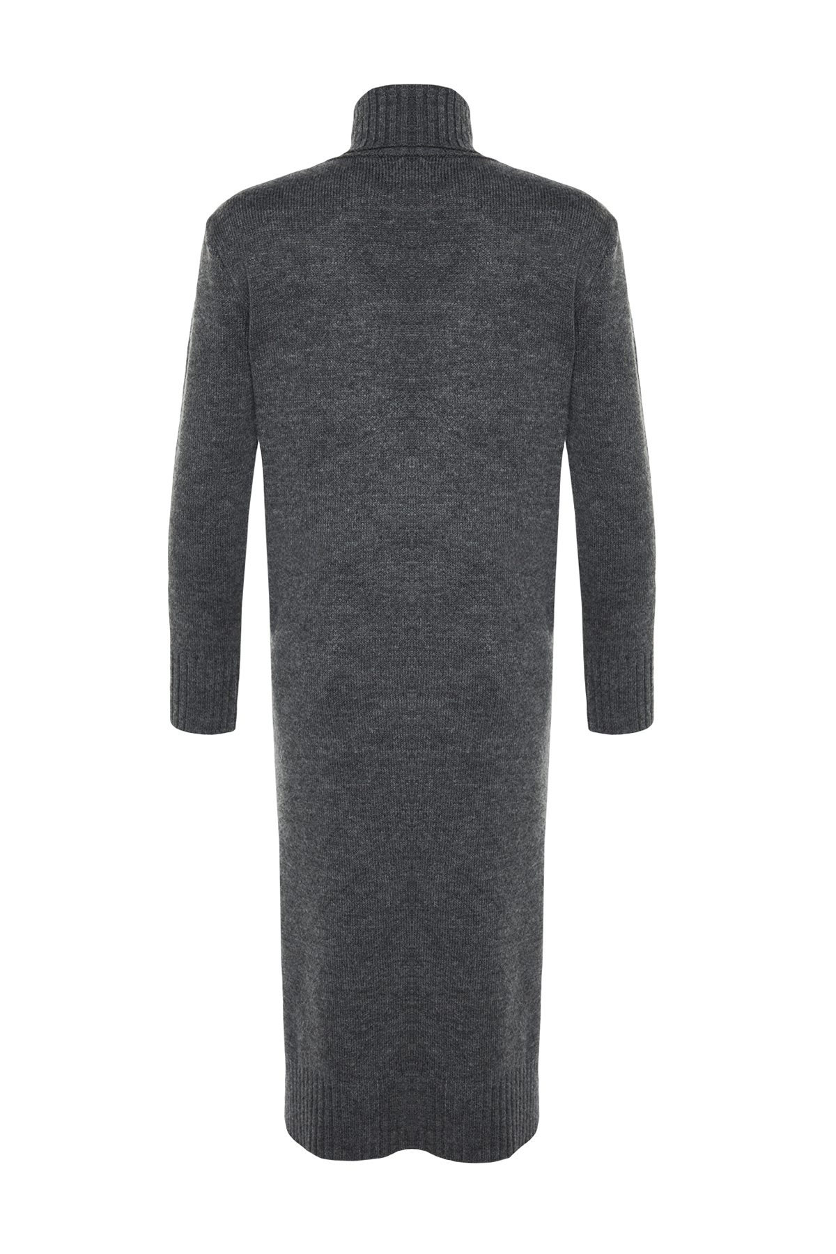 Trendyol Anthracite Midi Knit Wide Pattern Soft Texture Dress