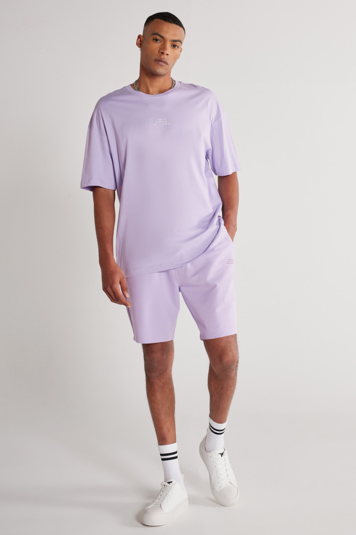 Levně AC&Co / Altınyıldız Classics Unisex Lilac Standard Fit Regular Cut Cotton Shorts with Pockets, Stretchy Knitted.