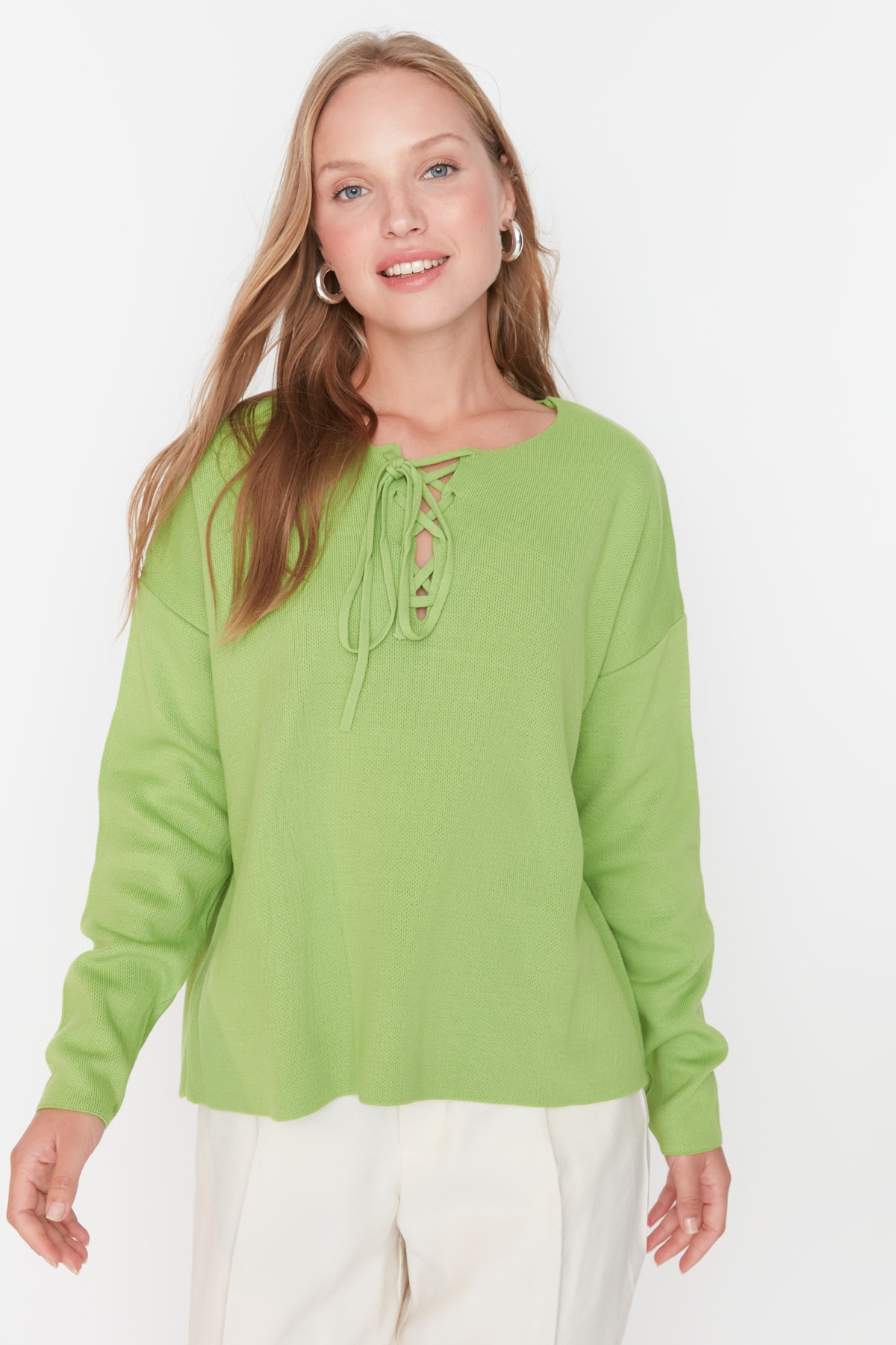 Trendyol Sweater - Green - Oversize