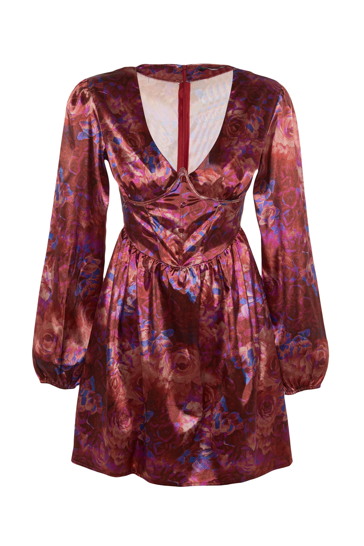 Rochie de seara multicolora Trendyol din satin cu detaliu sub fir