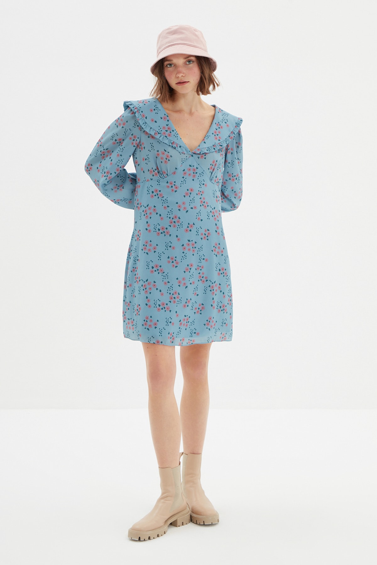 Trendyol Blue Floral Printed Dress