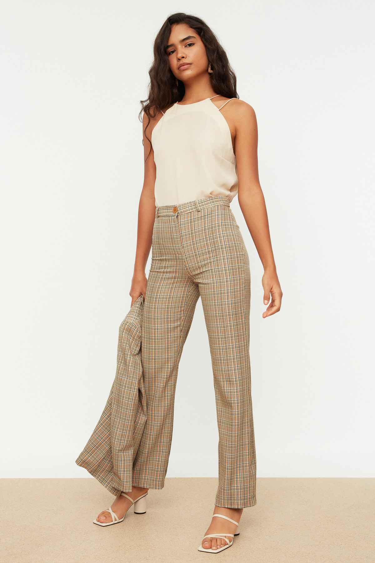 Pantaloni de damă Trendyol Beige