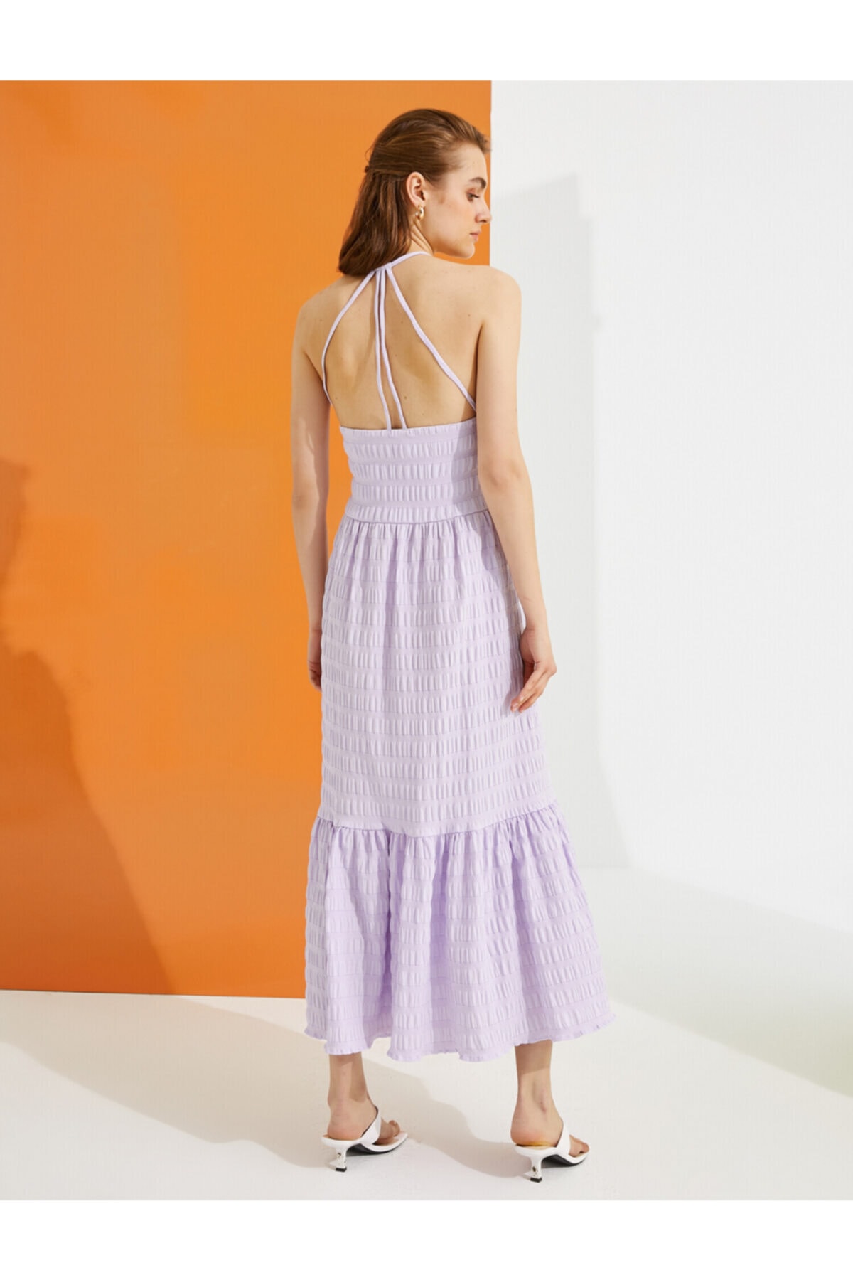 Koton femei Liliac Carouri Dress