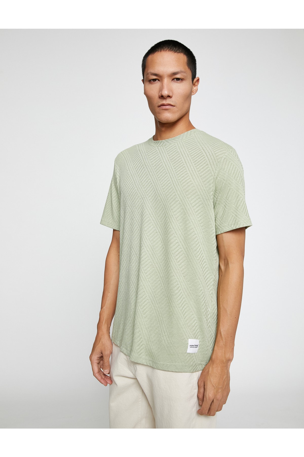 Levně Koton Základní žakárové tričko Tričkový krátký rukáv