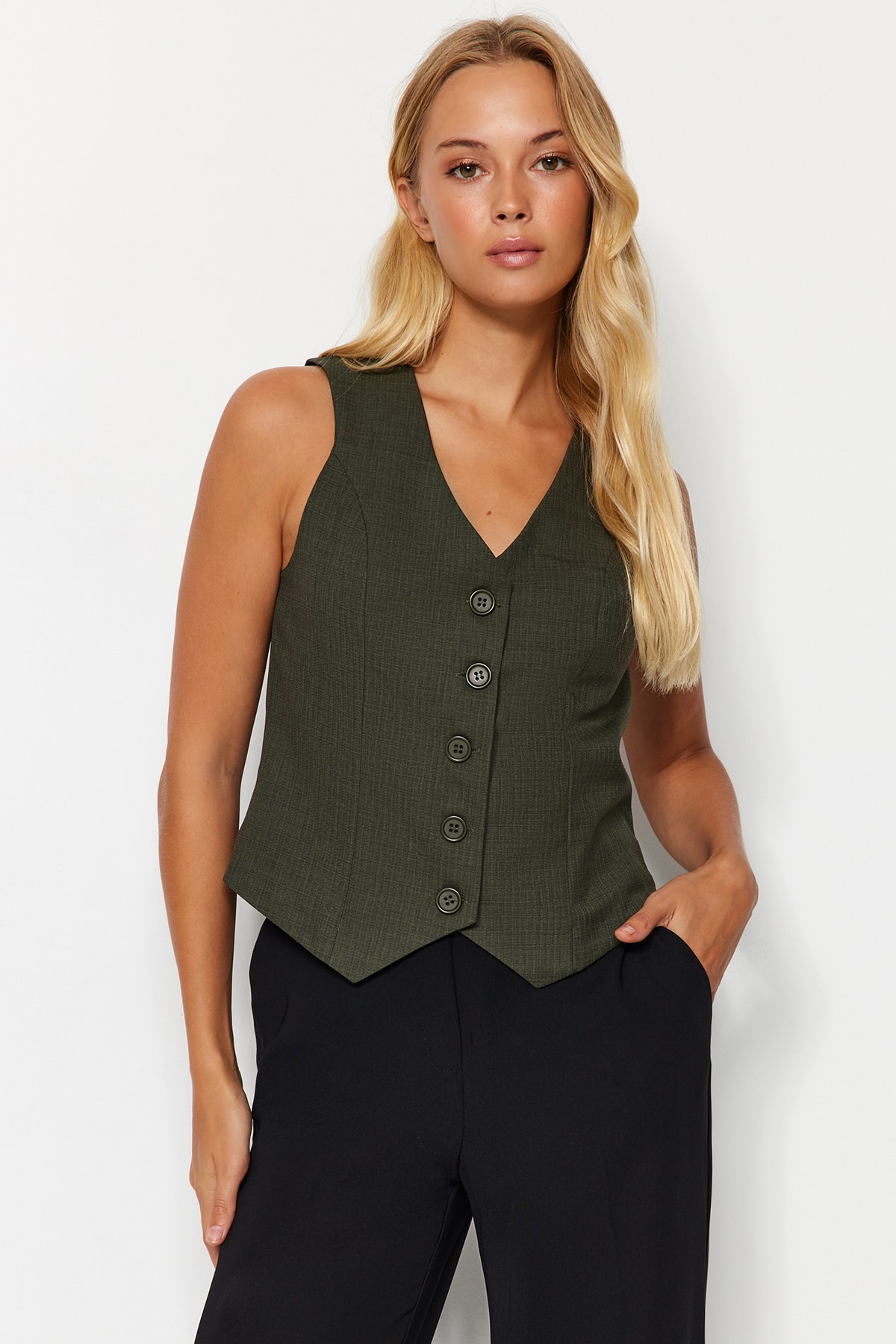 Trendyol Khaki Woven Regular Vest