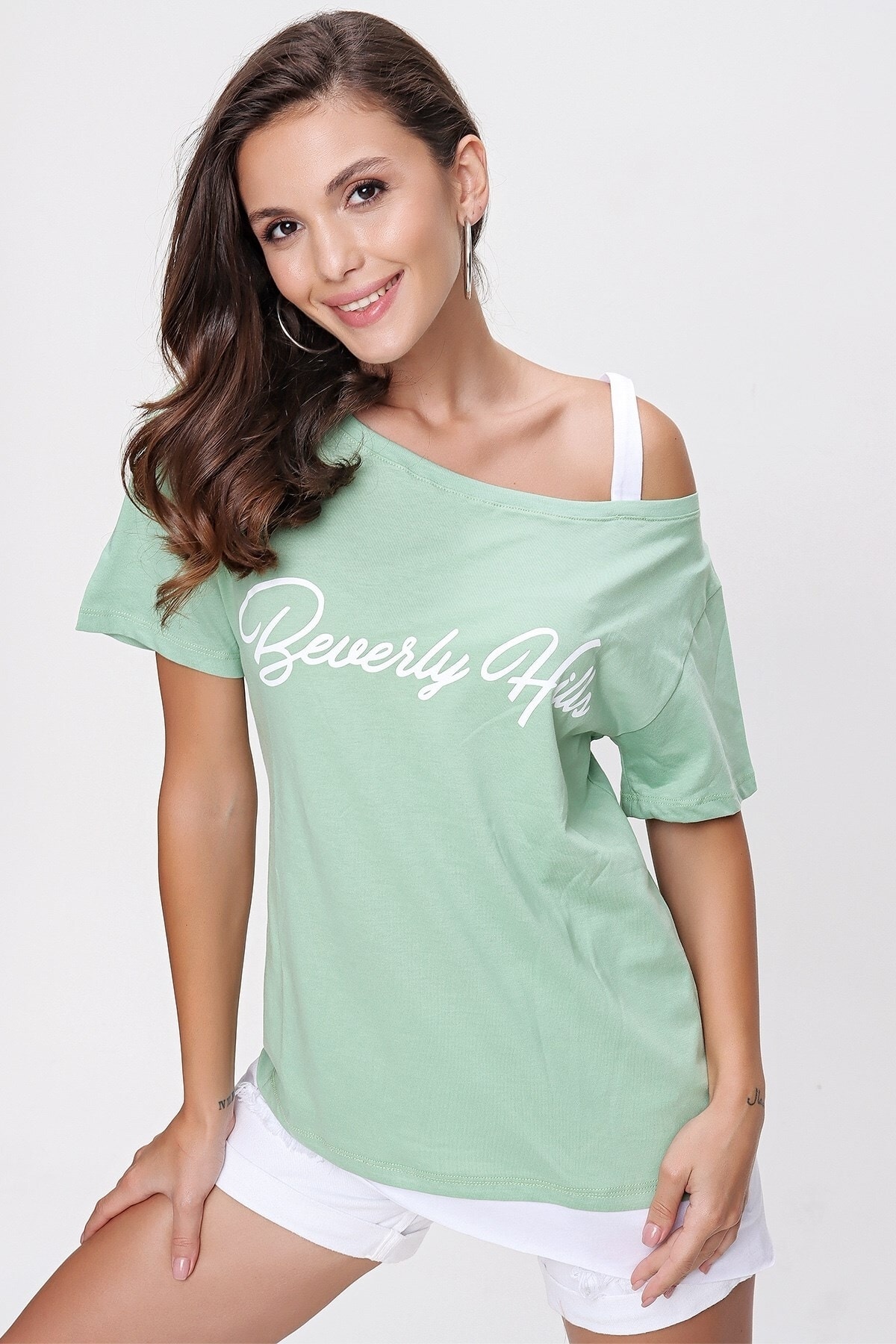 By Saygı Beverly Hills Printed Garnished T-shirt Mint