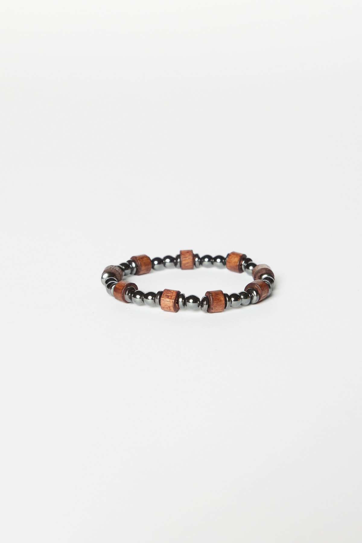 ALTINYILDIZ CLASSICS Men's Grey-brown Natural Stone Bead Bracelet