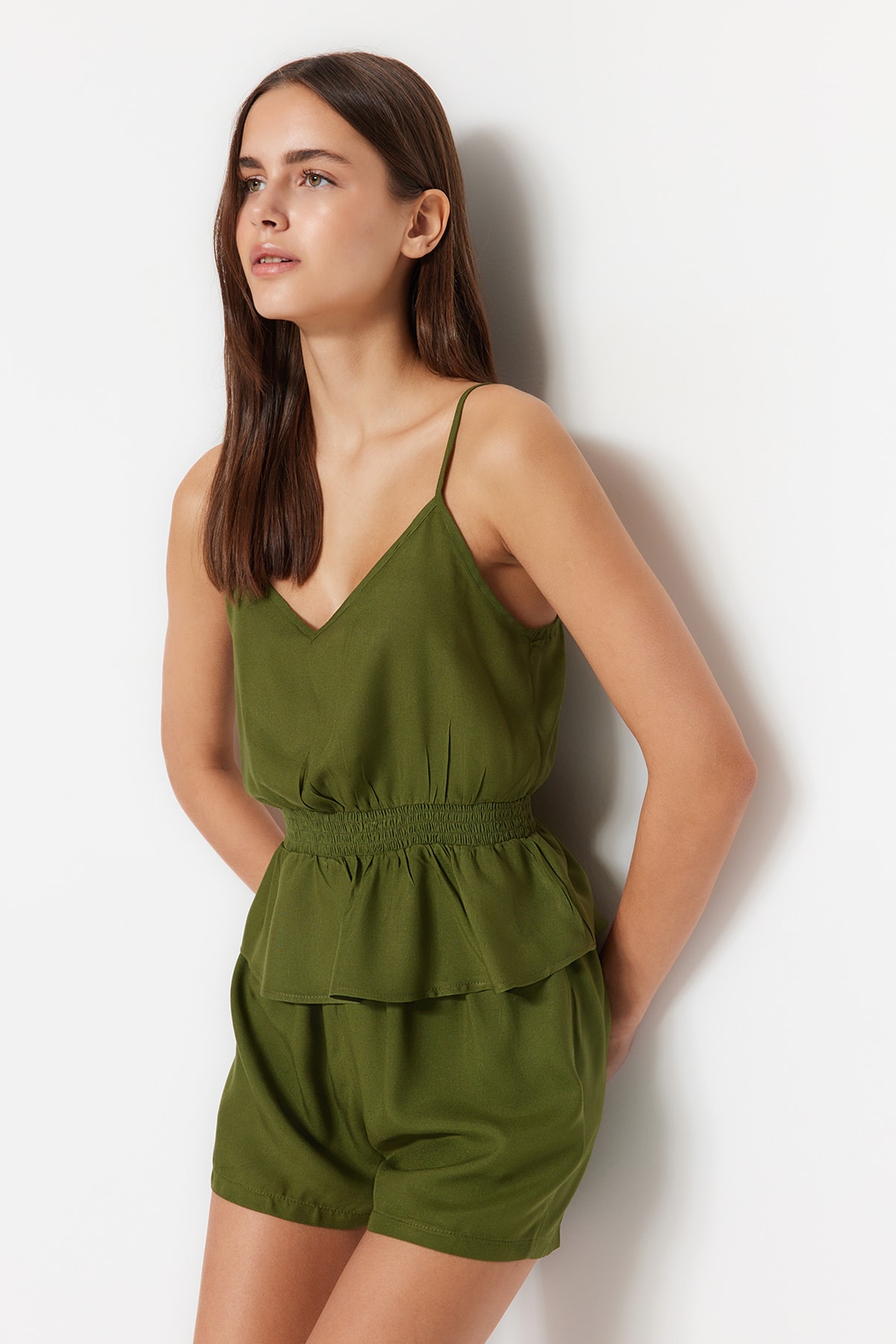 Trendyol Pajama Set - Green - Plain
