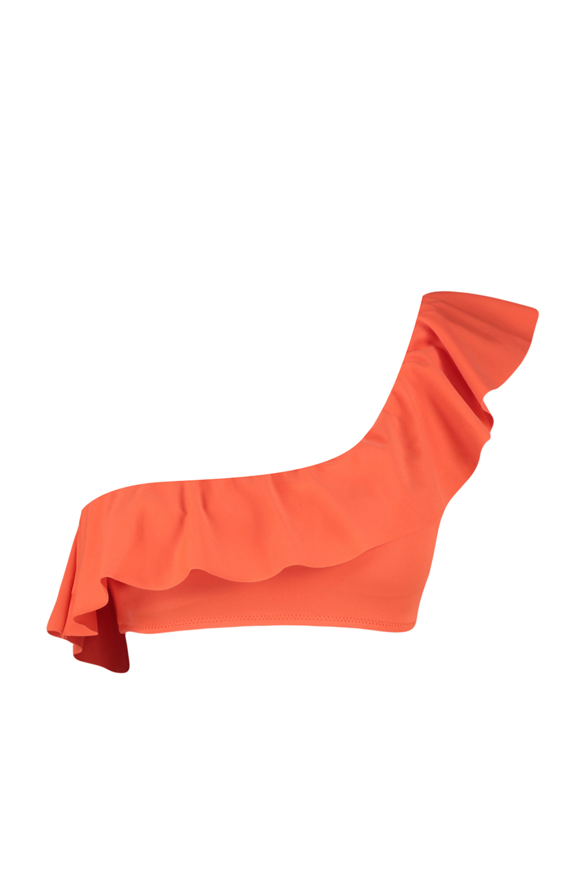 Trendyol Red One-Shoulder Frilly Bikini Top