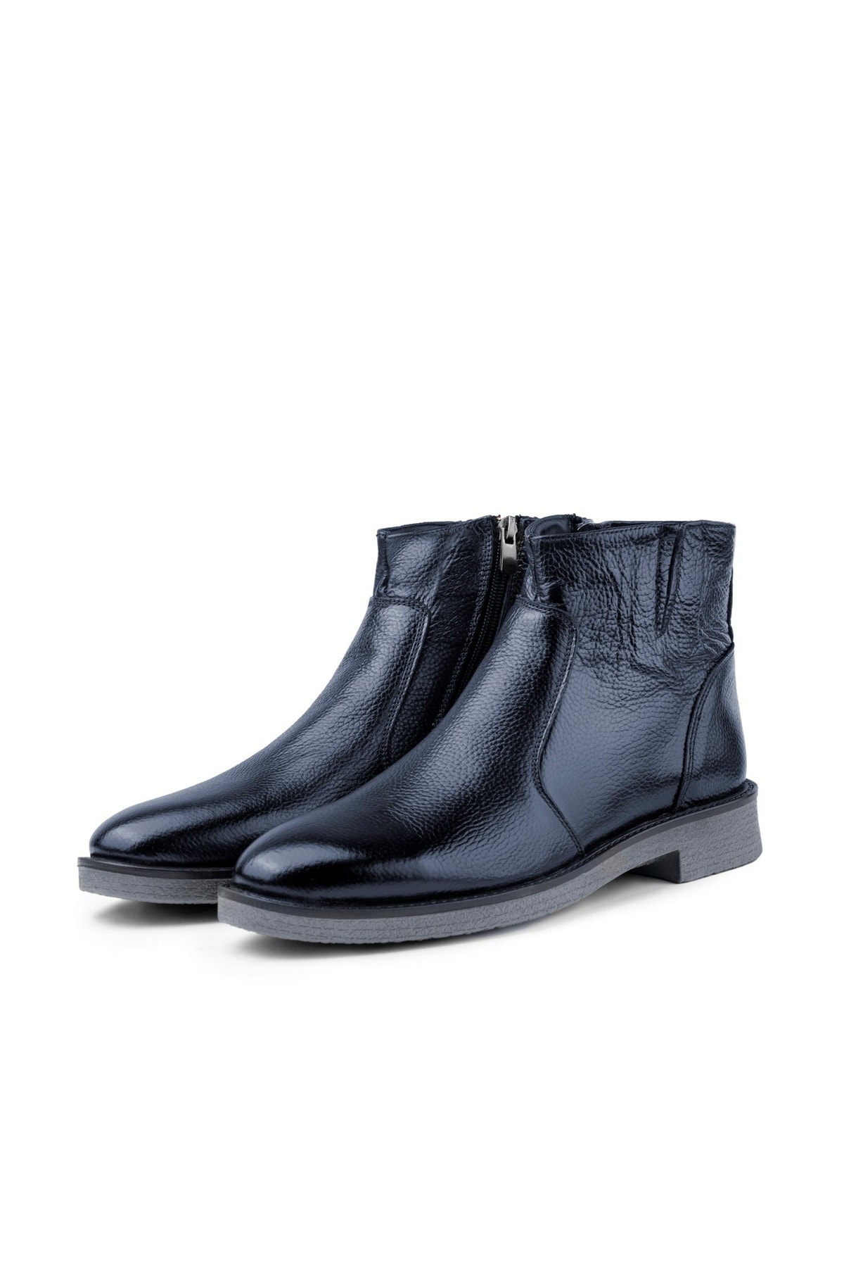 Ducavelli Bristol Genuine Leather Non-Slip Sole Zippered Chelsea Daily Boots Navy Blue