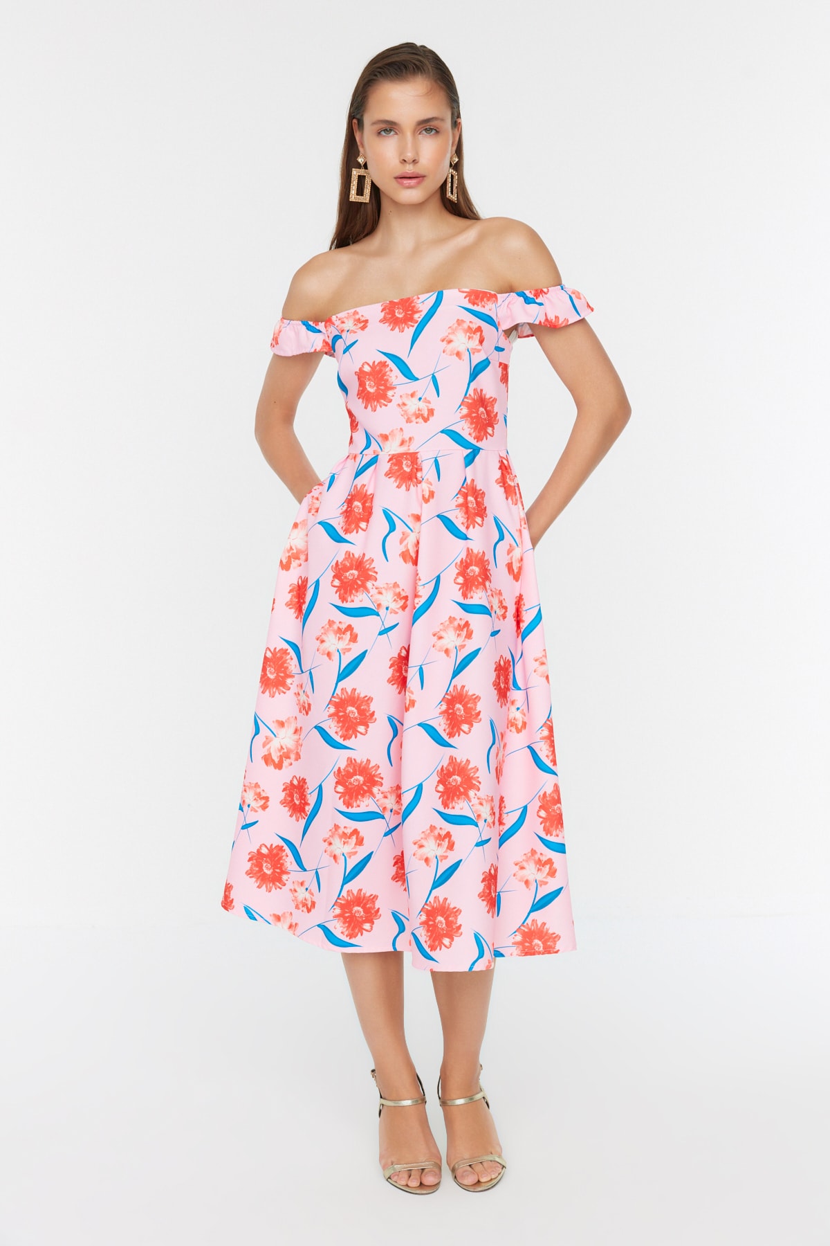 Rochie cu guler Carmen multicolora Trendyol