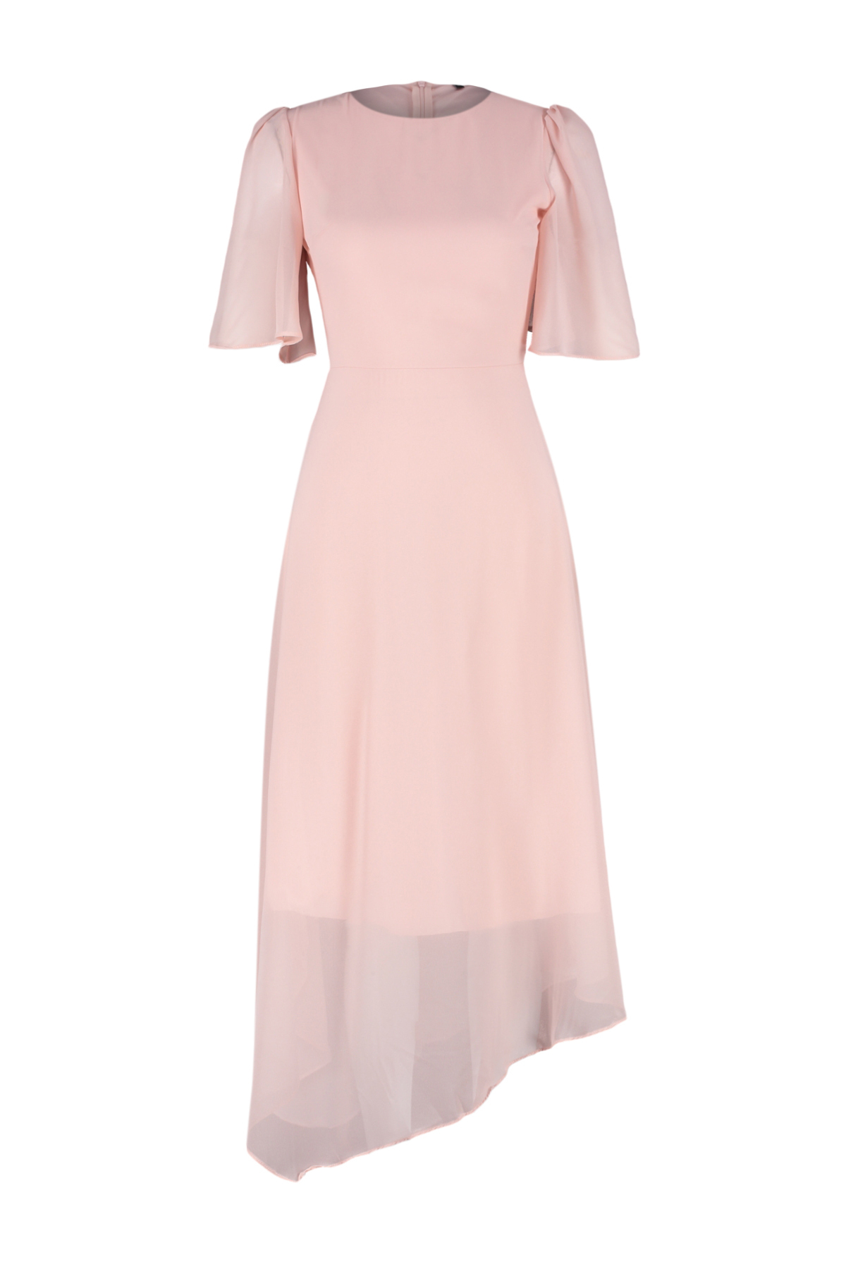 Trendyol Powder A-line Asymmetrical Skirt Chiffon Lined Midi Woven Dress